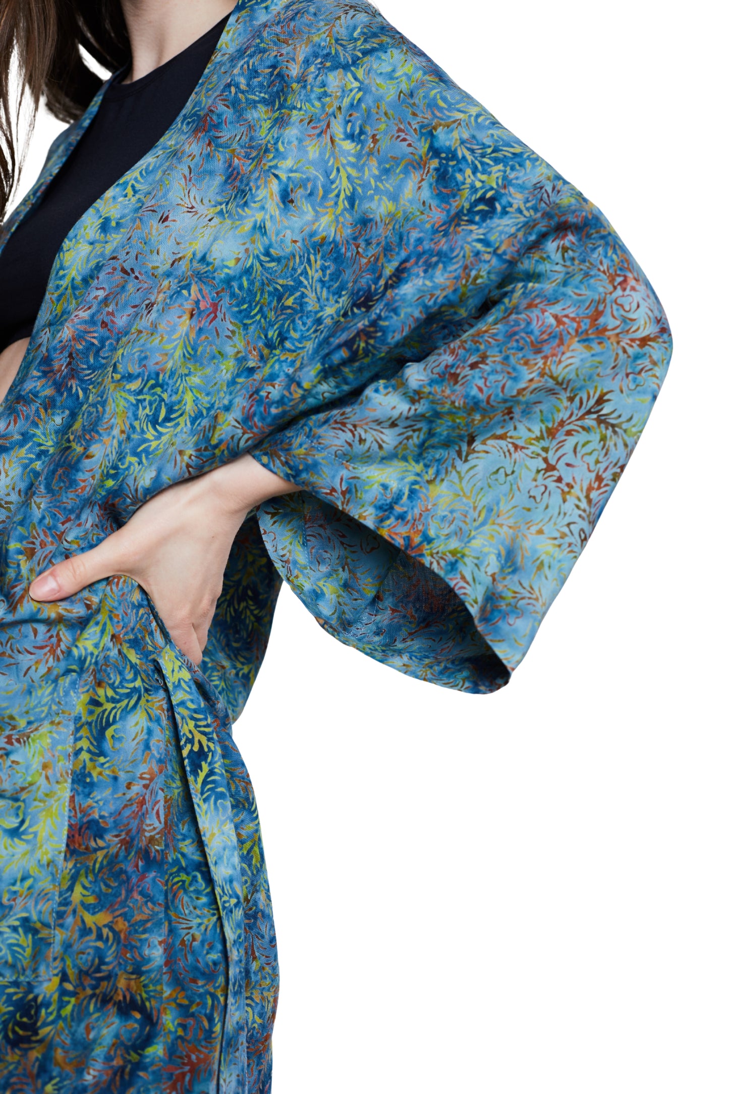 Long Light-Blue-Green handmade Kimono