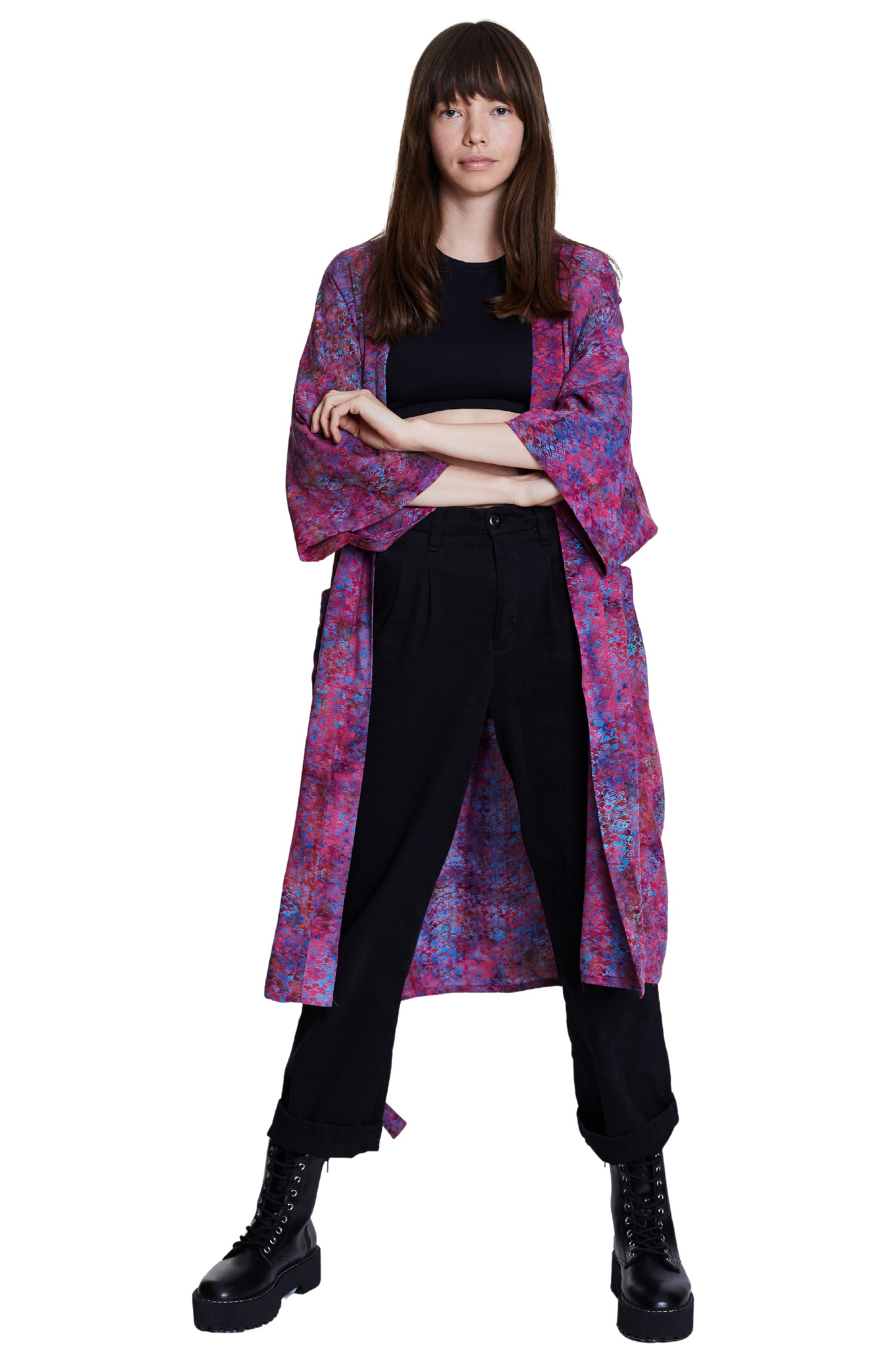 Long Mermaid-Pink-Blue handmade Kimono