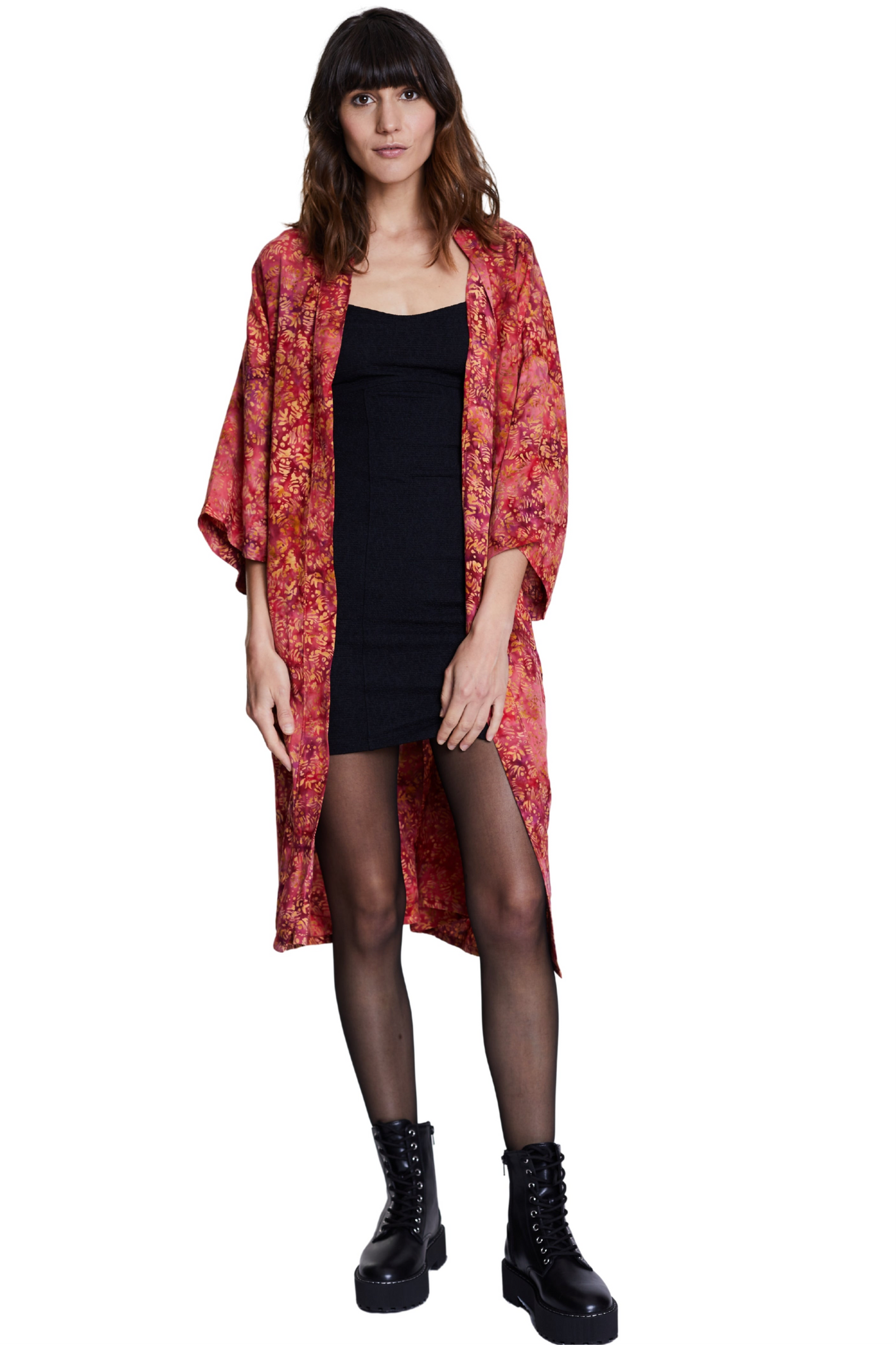 Long Red-Gold handmade Kimono