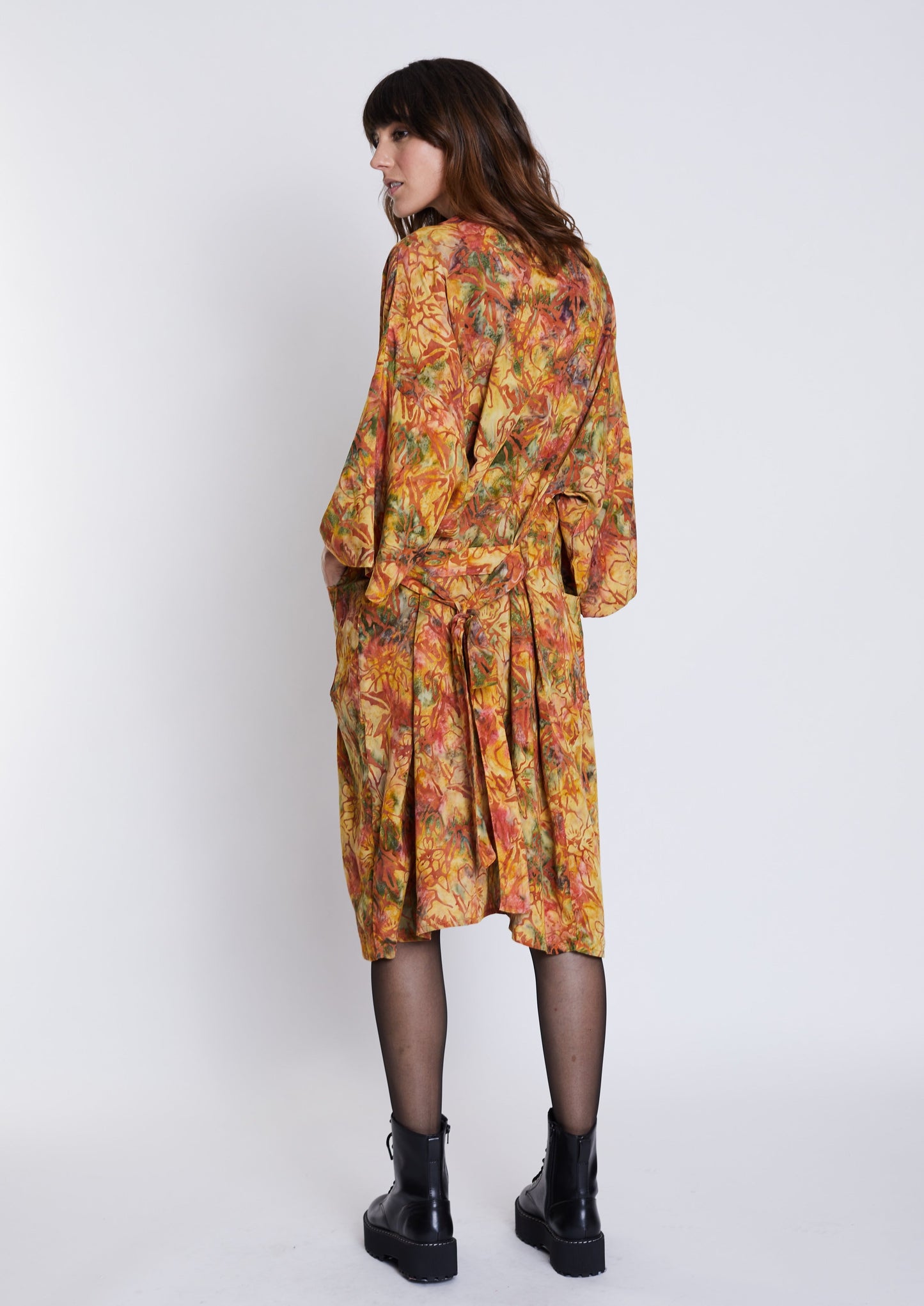 Long Multicolour-Yellow handmade Kimono