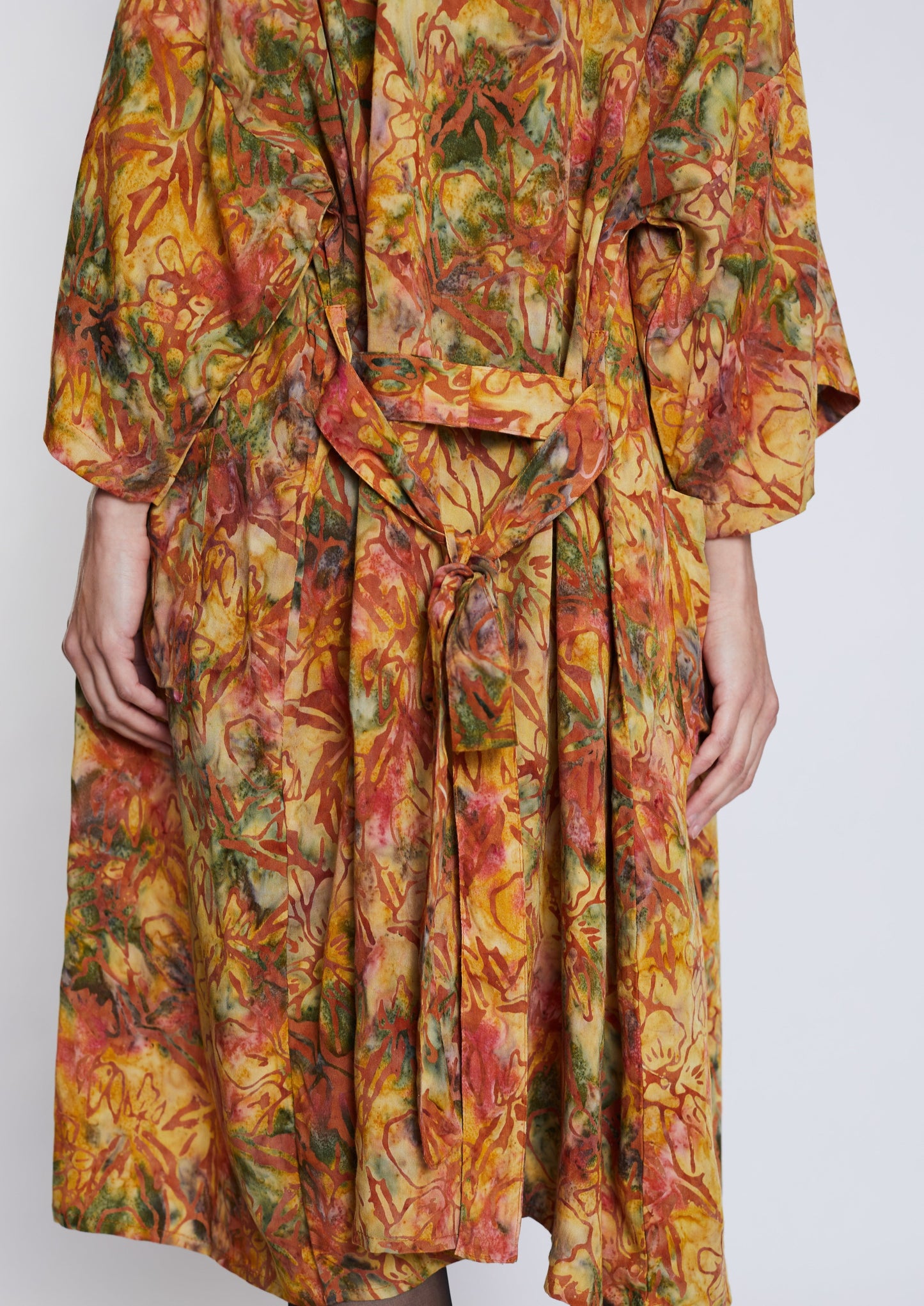 Long Multicolour-Yellow handmade Kimono