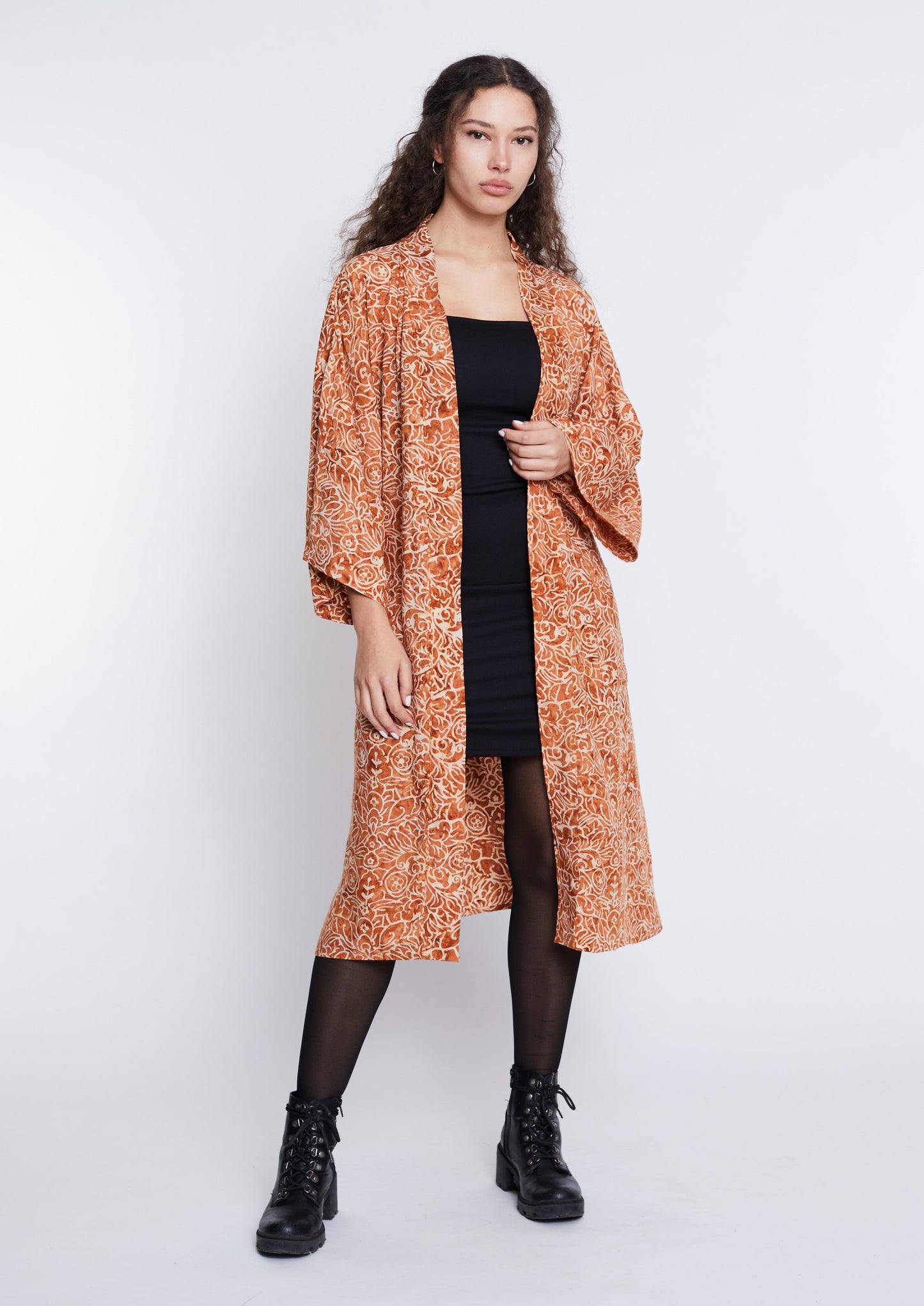 Long Light-Brown handmade Kimono