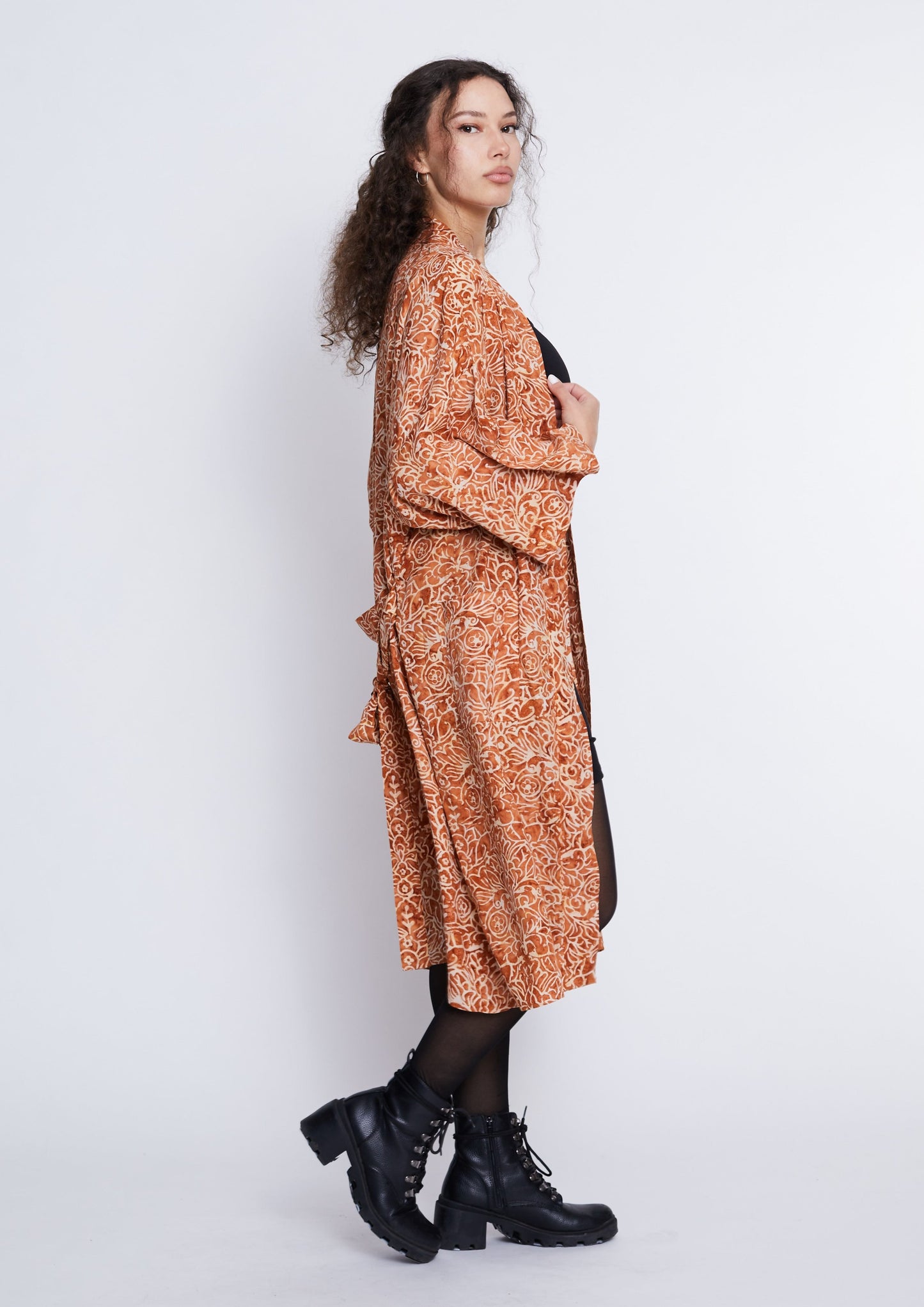 Long Light-Brown handmade Kimono