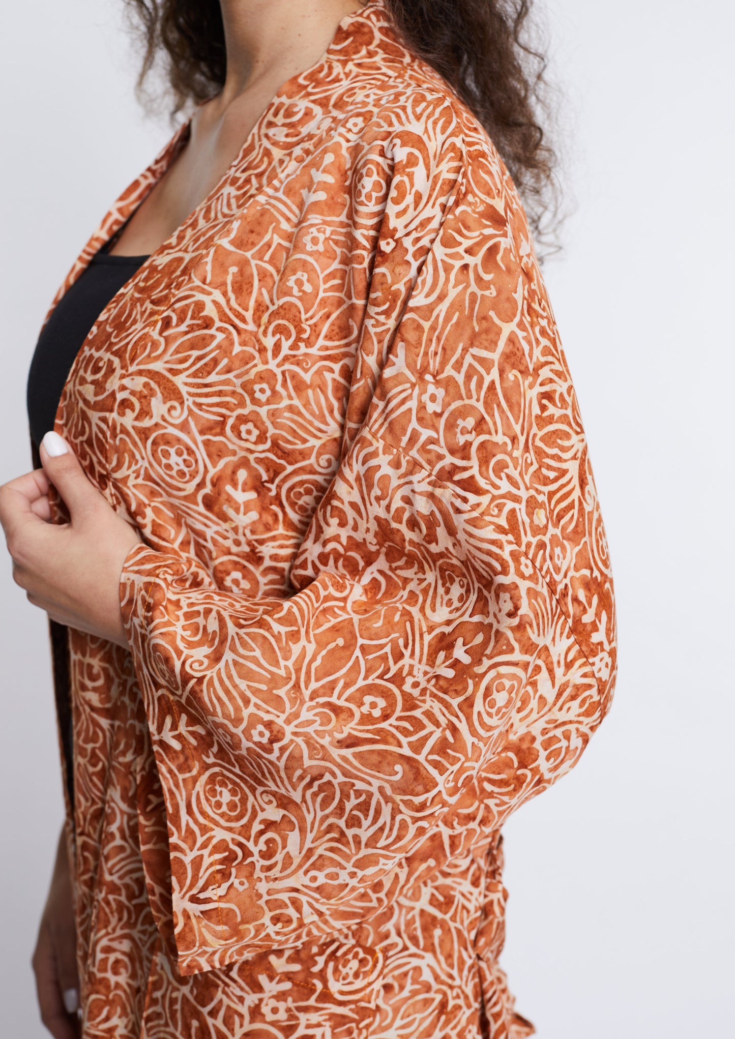 Long Light-Brown handmade Kimono