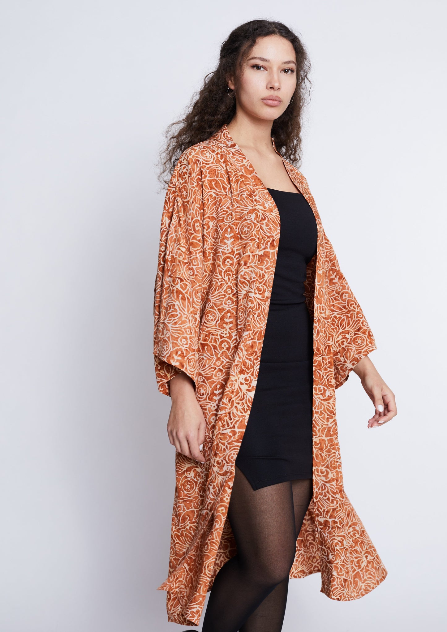 Long Light-Brown handmade Kimono