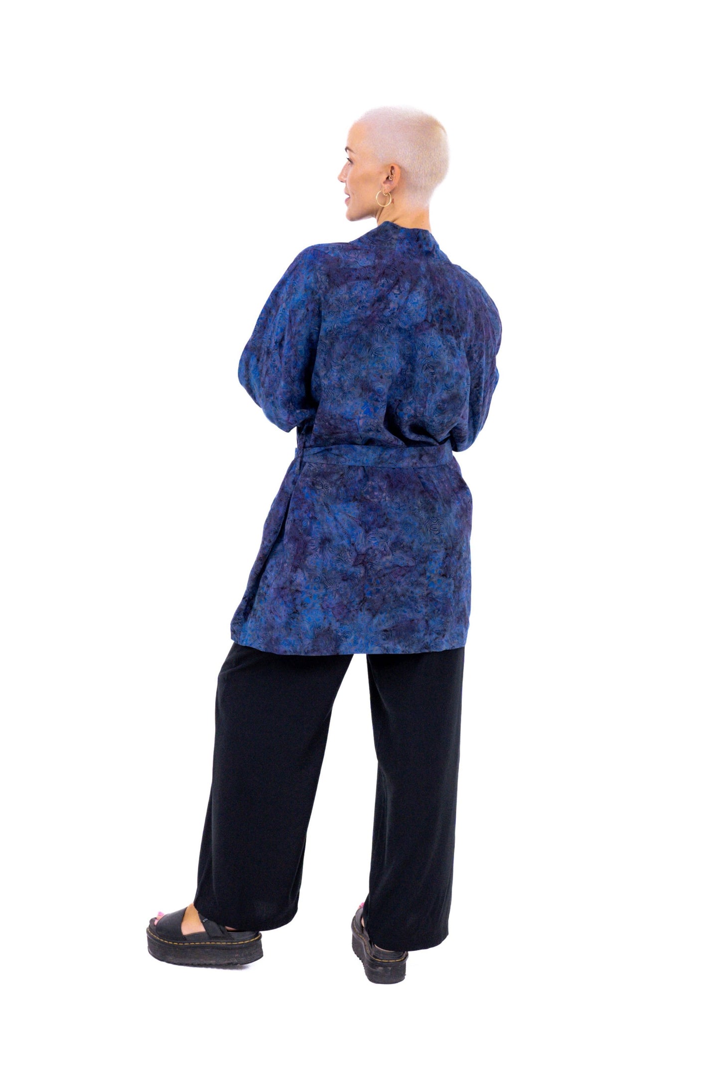 Short Midnight-Blue handmade Kimono
