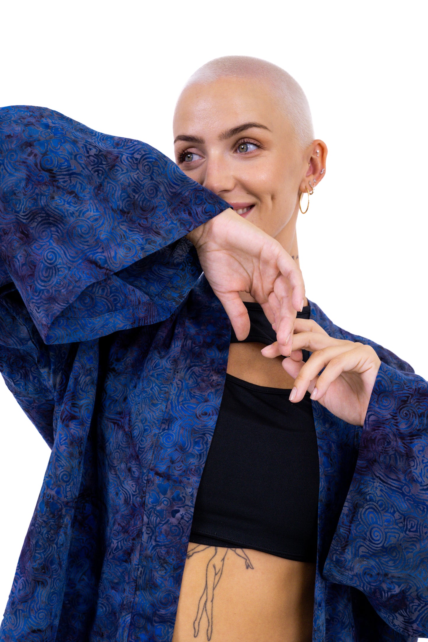 Short Midnight-Blue handmade Kimono