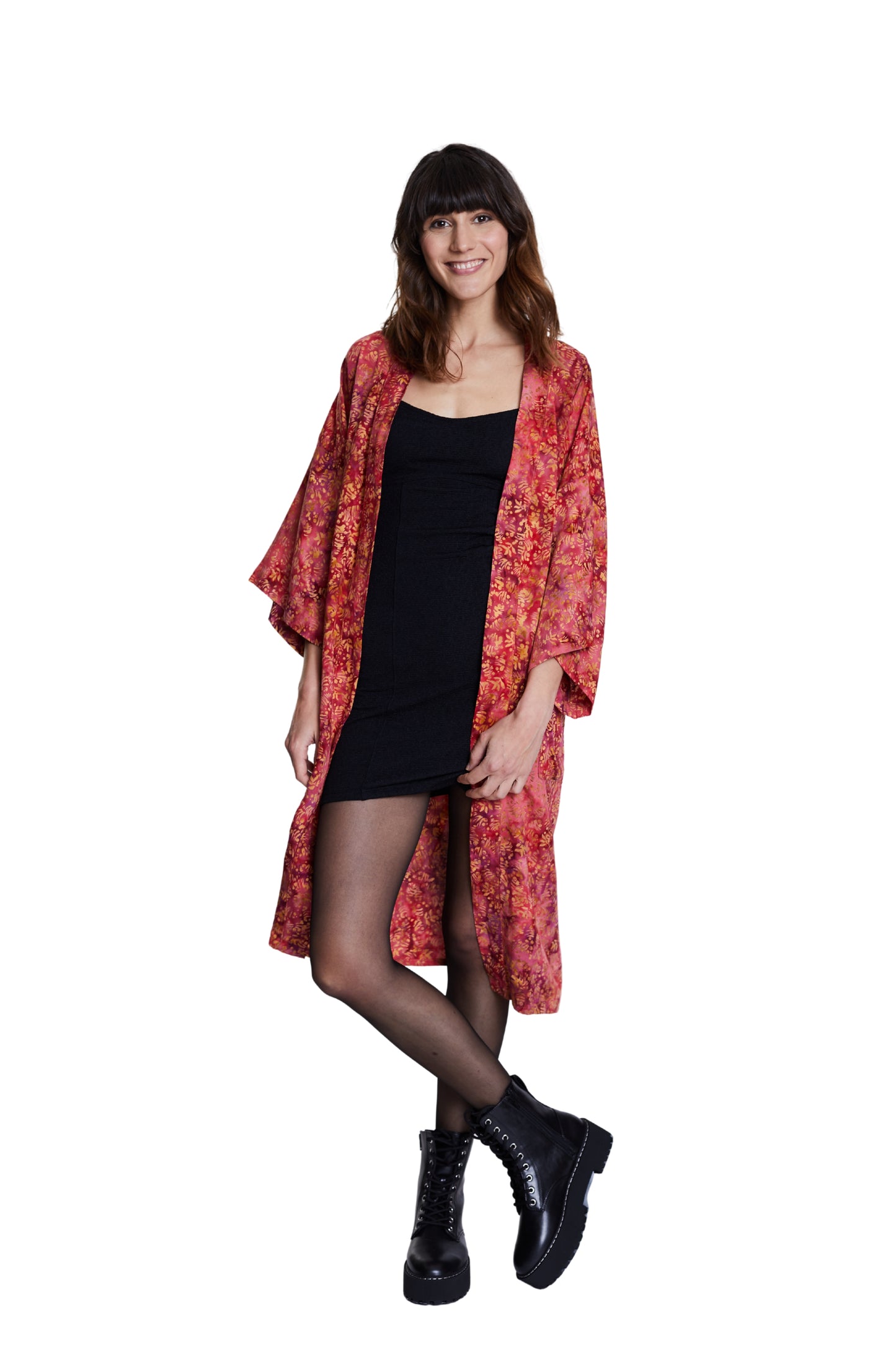 Long Red-Gold handmade Kimono