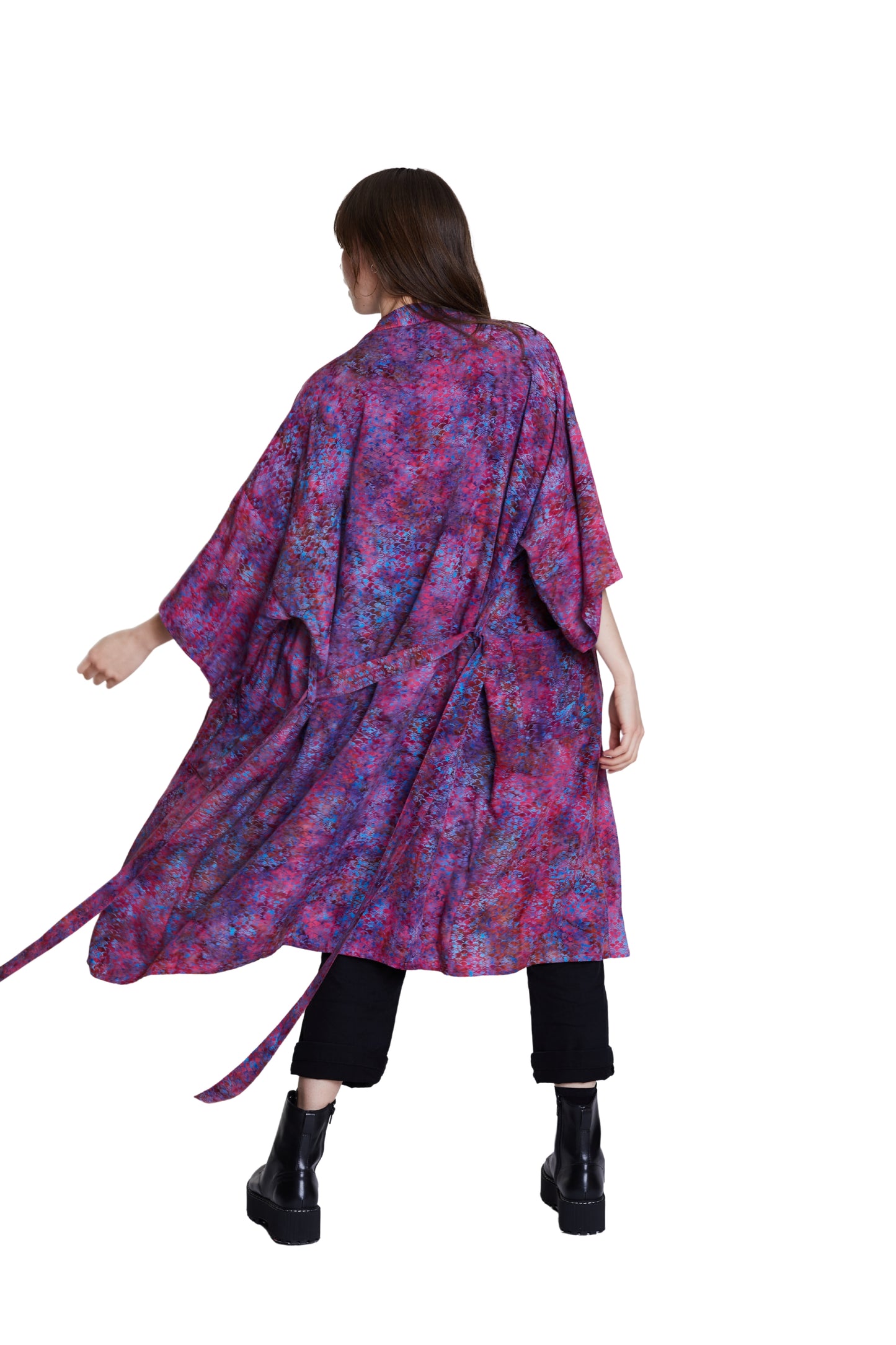 Long Mermaid-Pink-Blue handmade Kimono