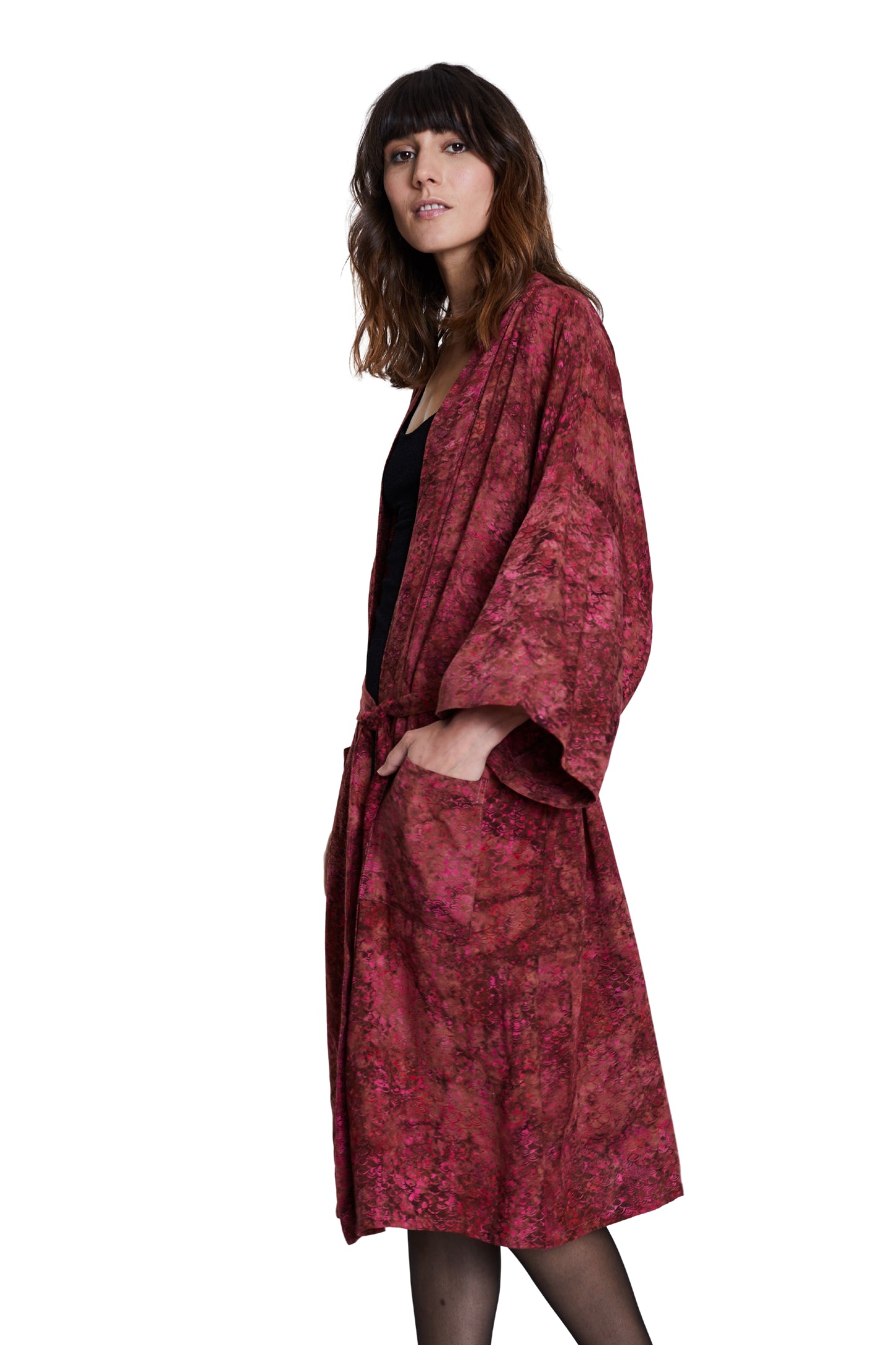 Long Mermaid-Pink handmade Kimono