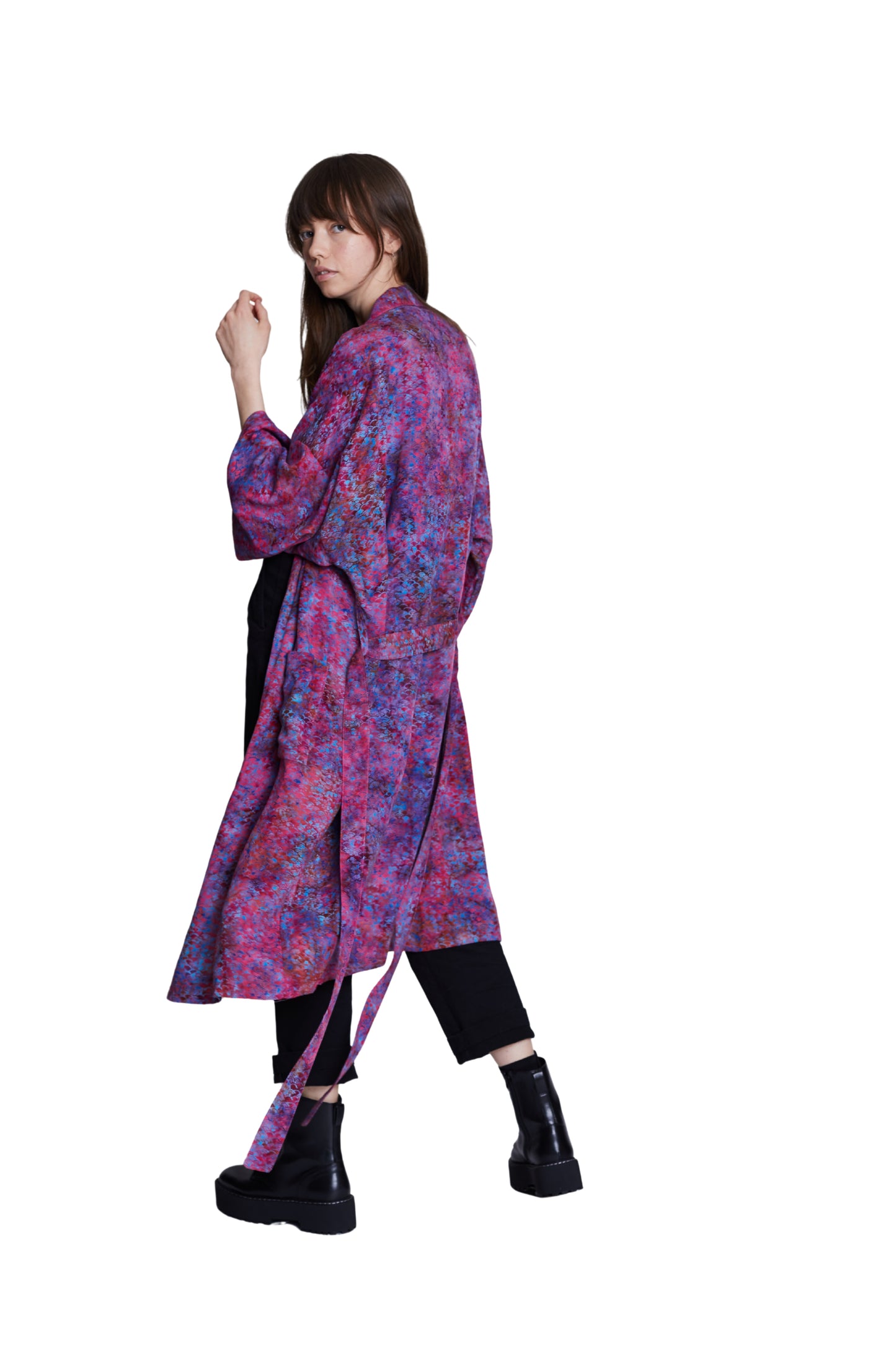 Long Mermaid-Pink-Blue handmade Kimono