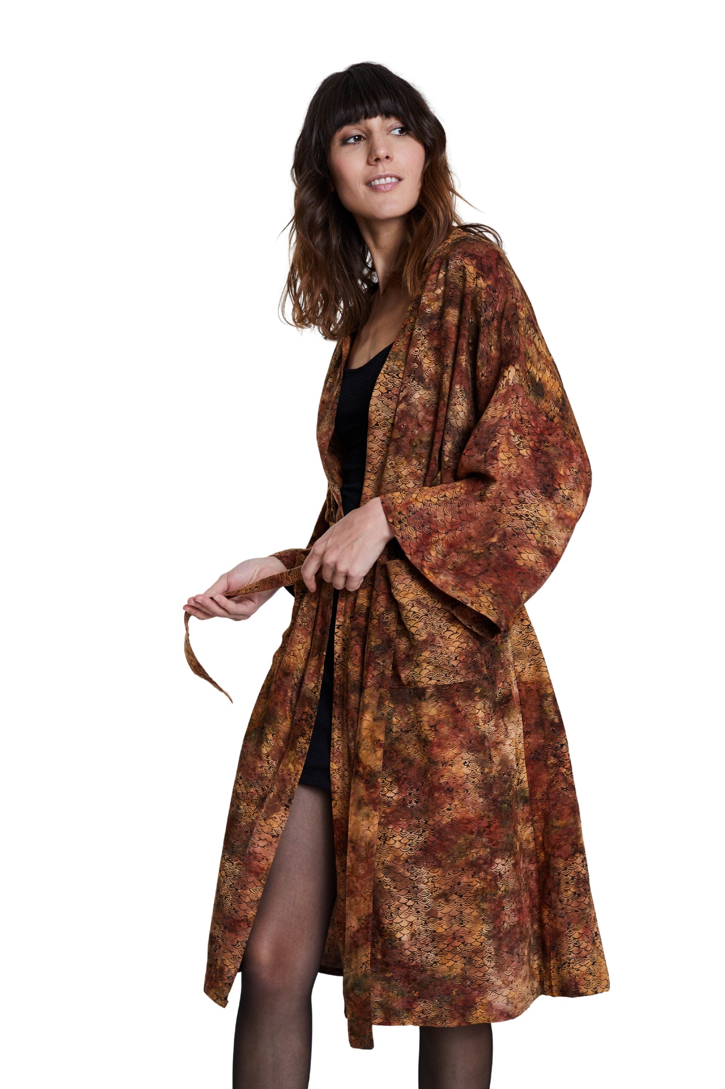 Long Mermaid-Brown handmade Kimono