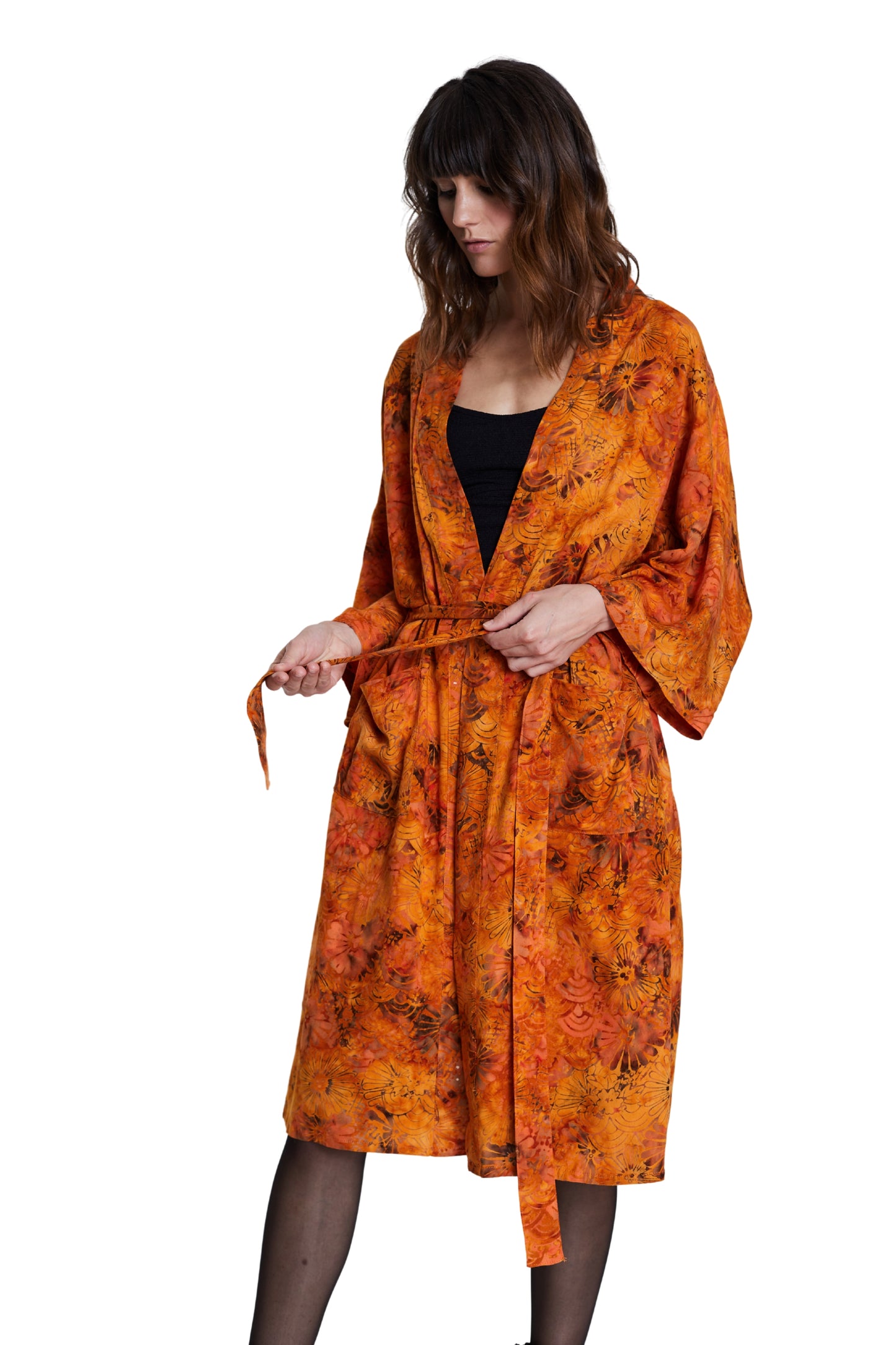 Long Sunset-Orange handmade Kimono