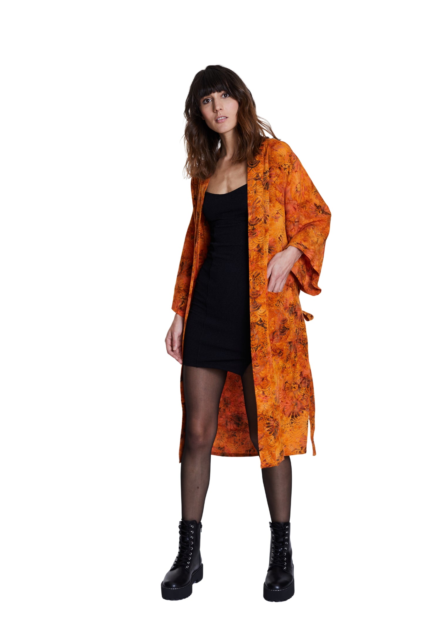 Long Sunset-Orange handmade Kimono