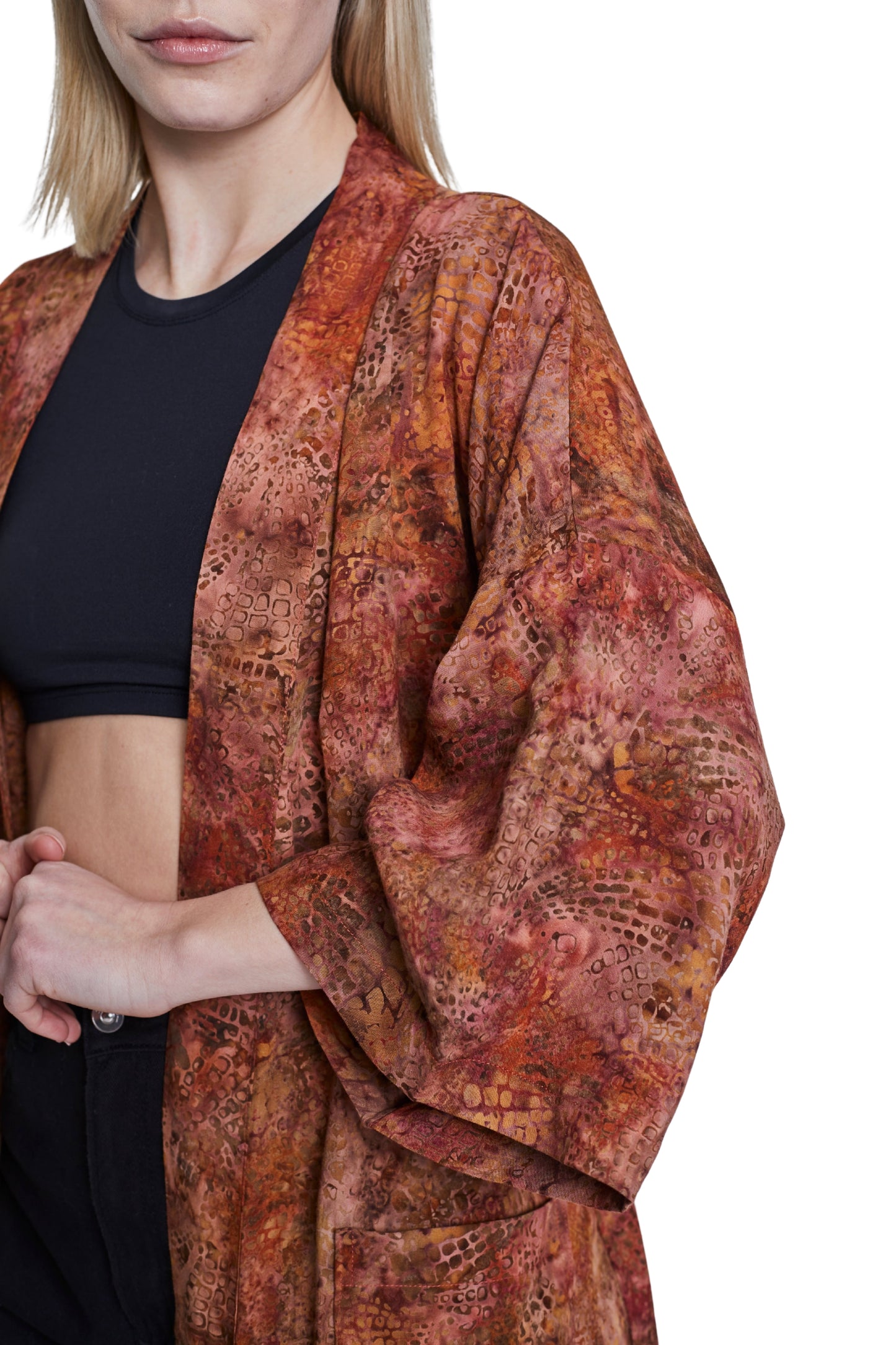 Extra long Brown Orange handmade Kimono