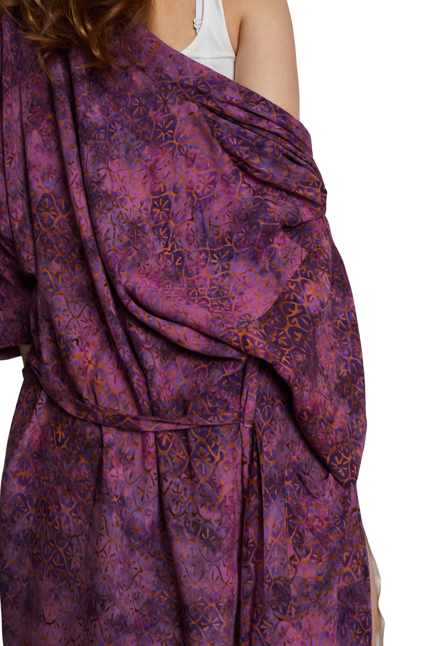 Long Purple-Gold handmade Kimono