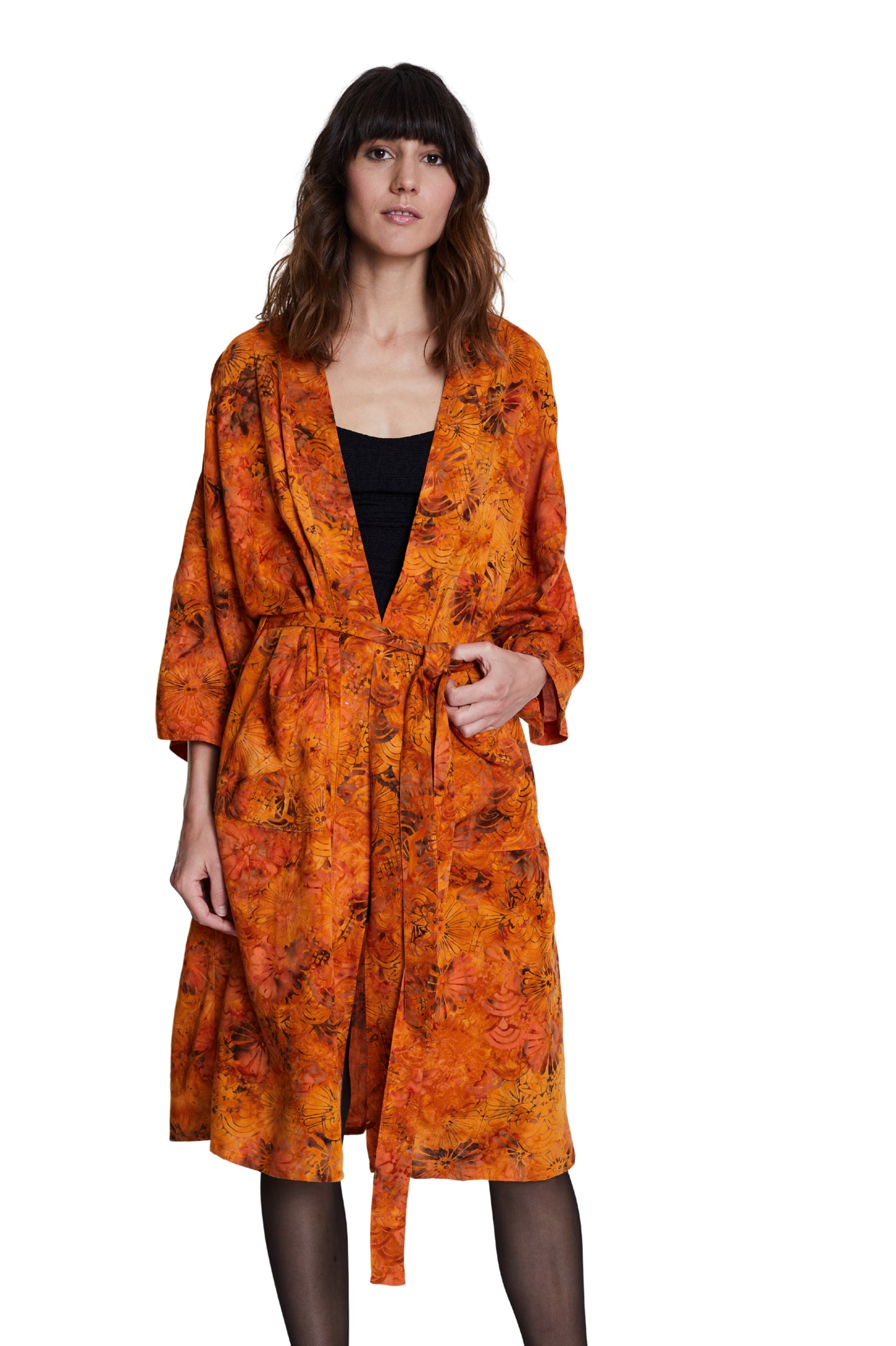 Long Sunset-Orange handmade Kimono