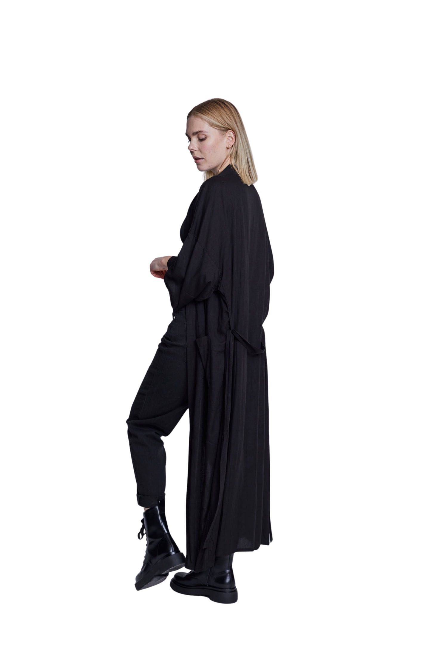 Extra long Black handmade Kimono