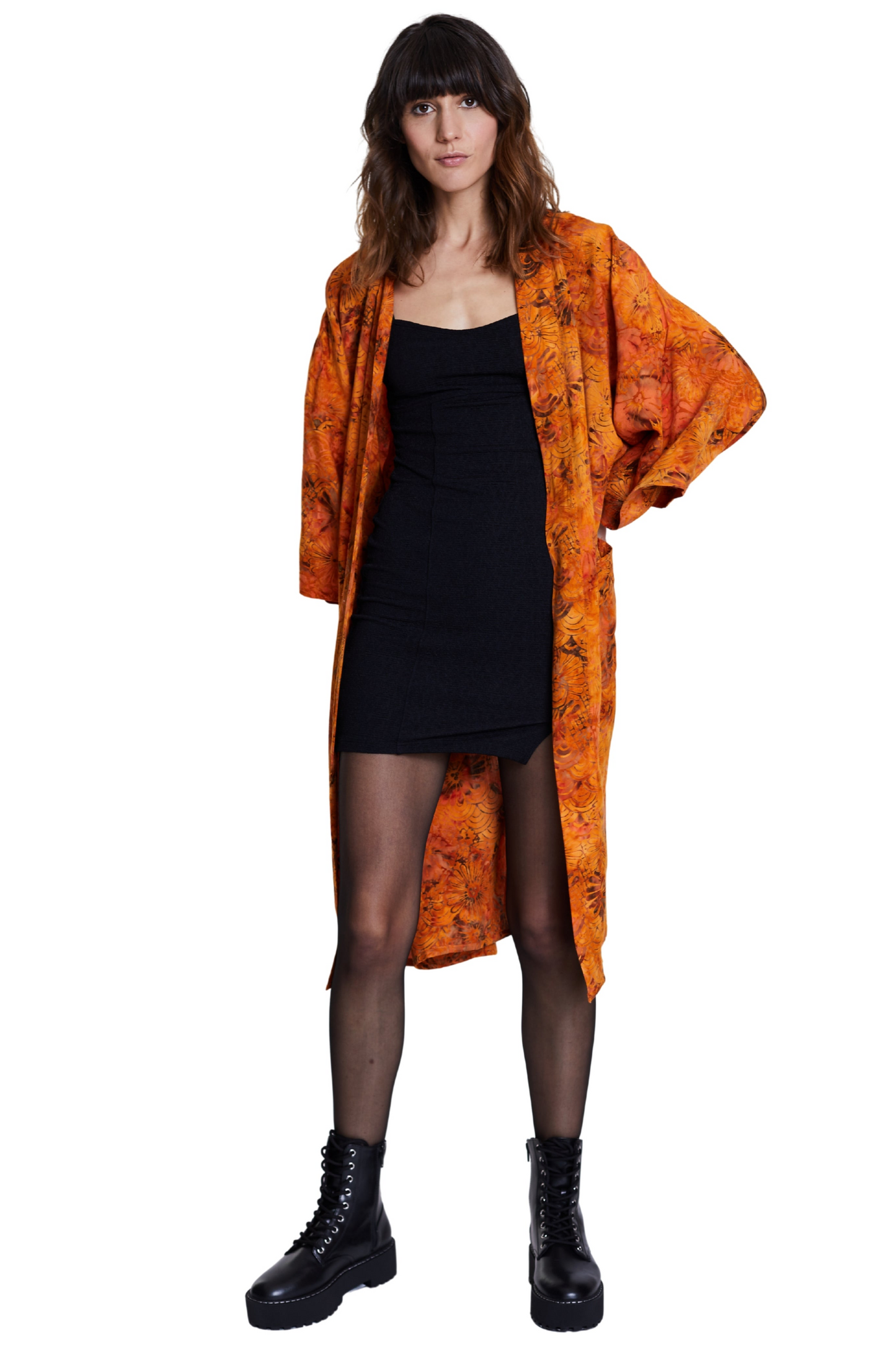 Long Sunset-Orange handmade Kimono