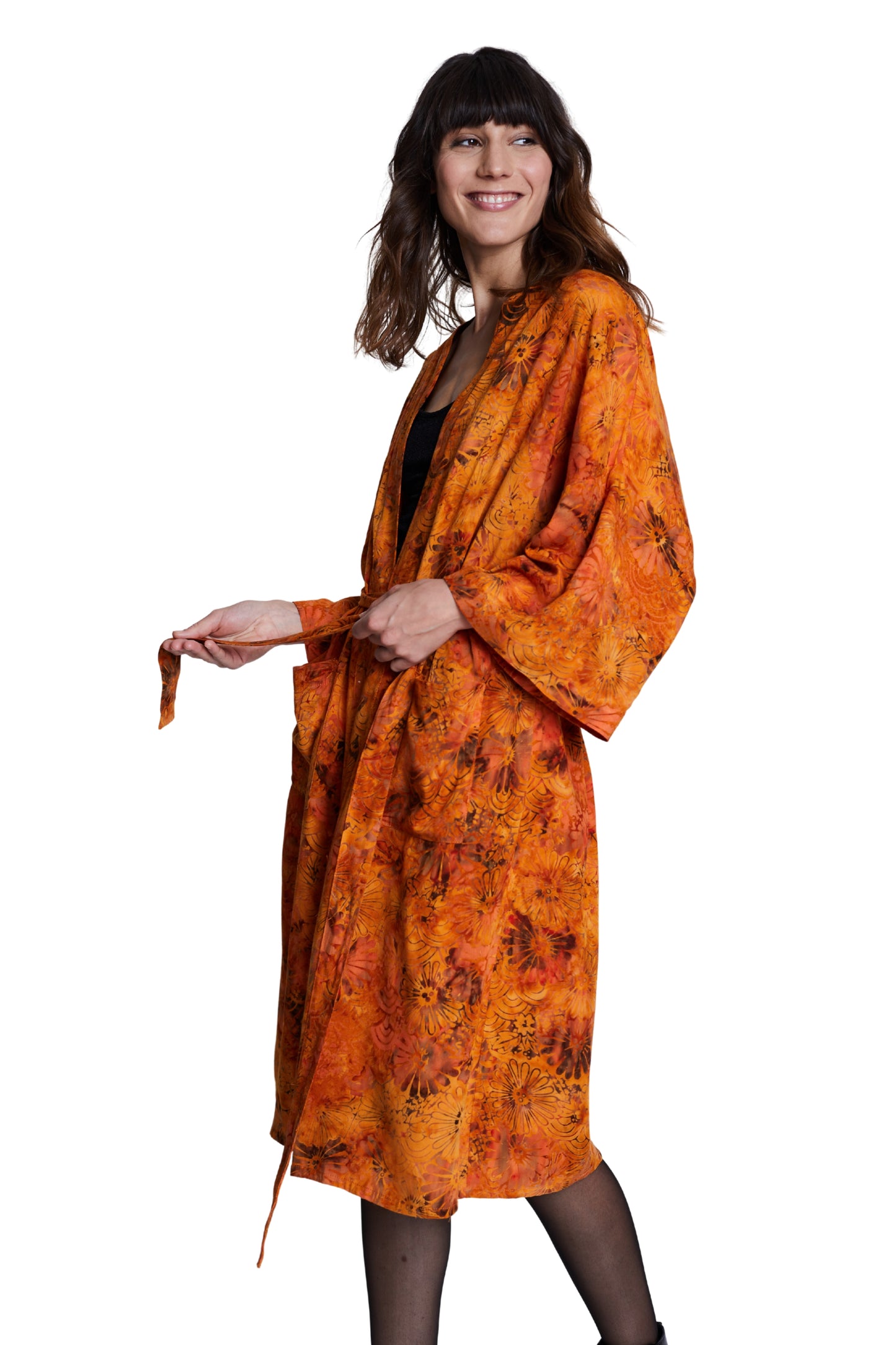 Long Sunset-Orange handmade Kimono