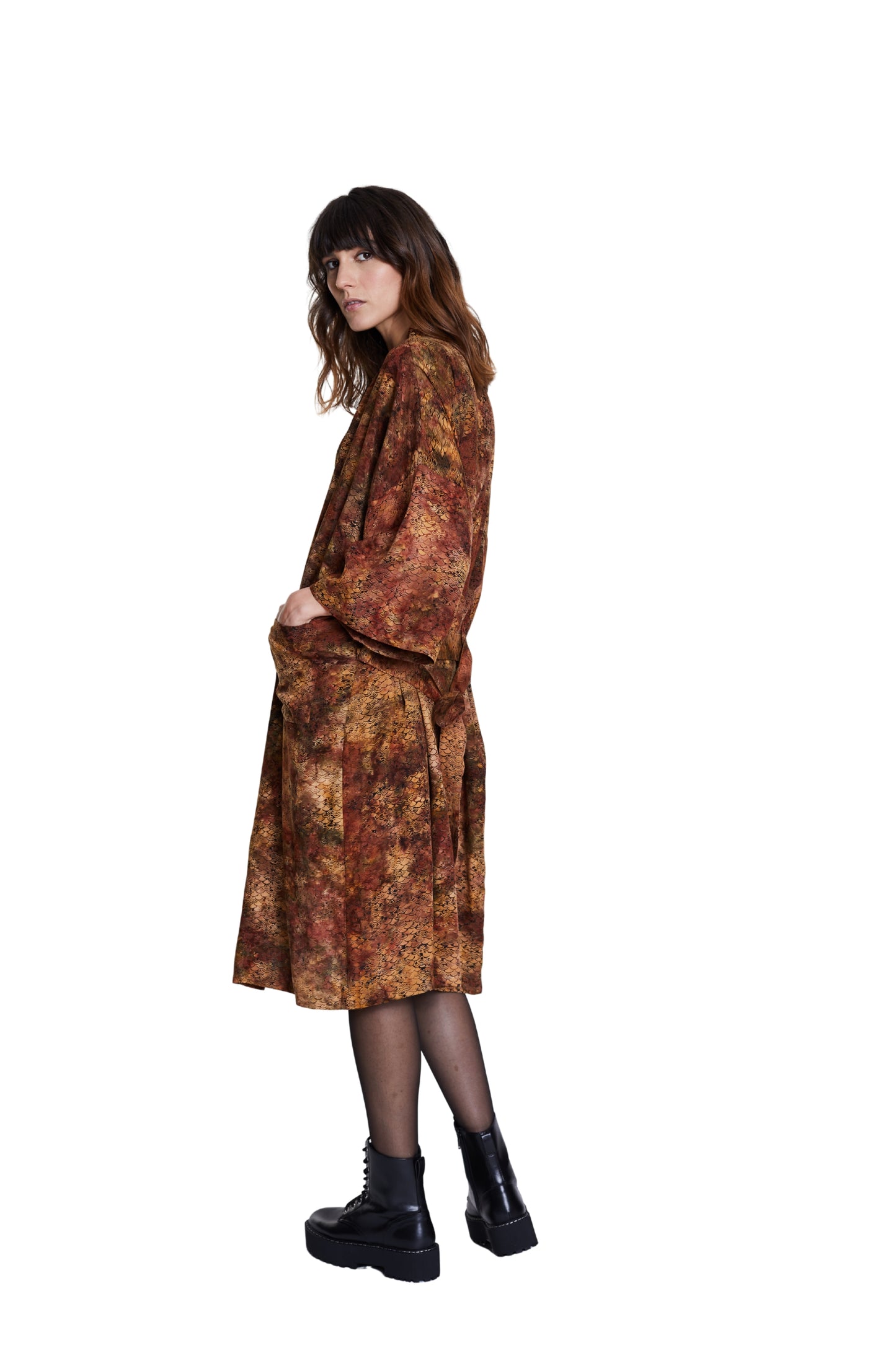 Long Mermaid-Brown handmade Kimono