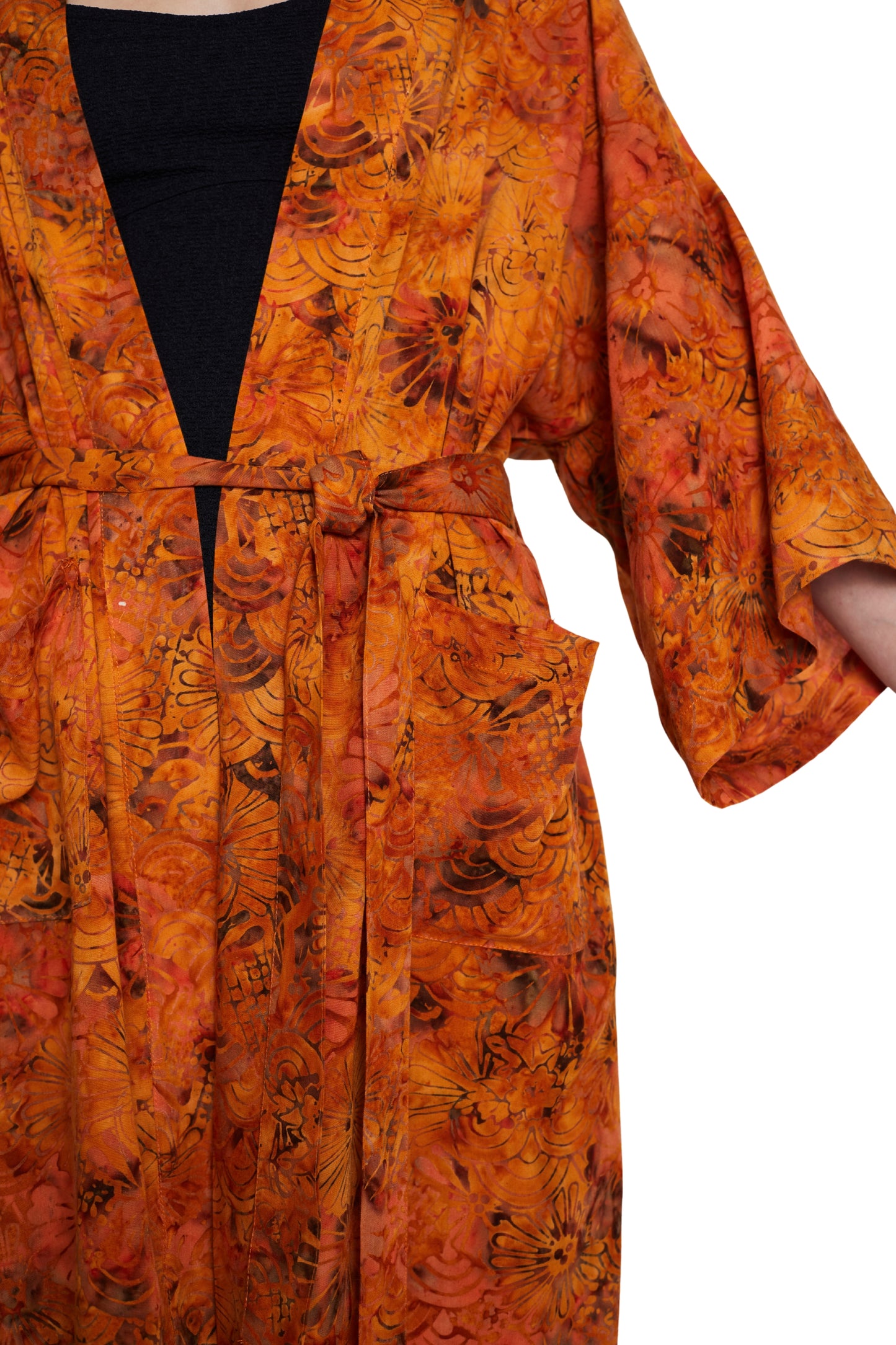 Long Sunset-Orange handmade Kimono