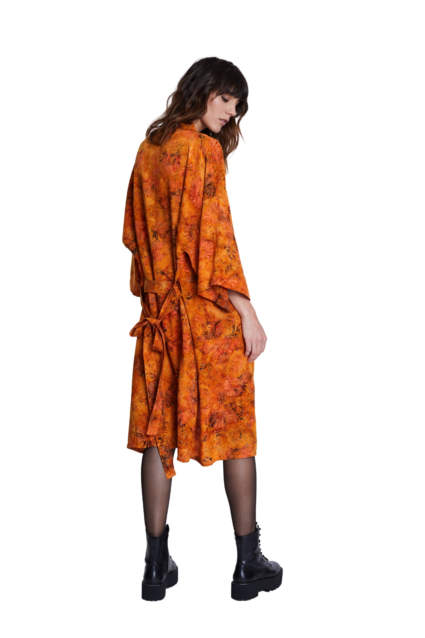 Long Sunset-Orange handmade Kimono