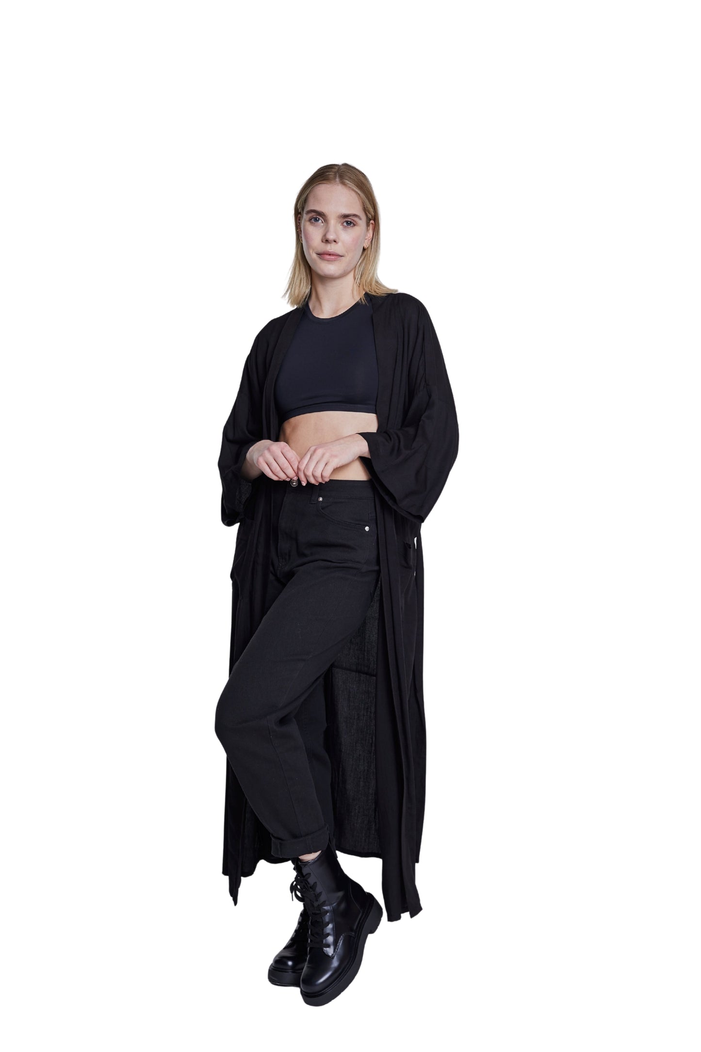 Extra long Black handmade Kimono
