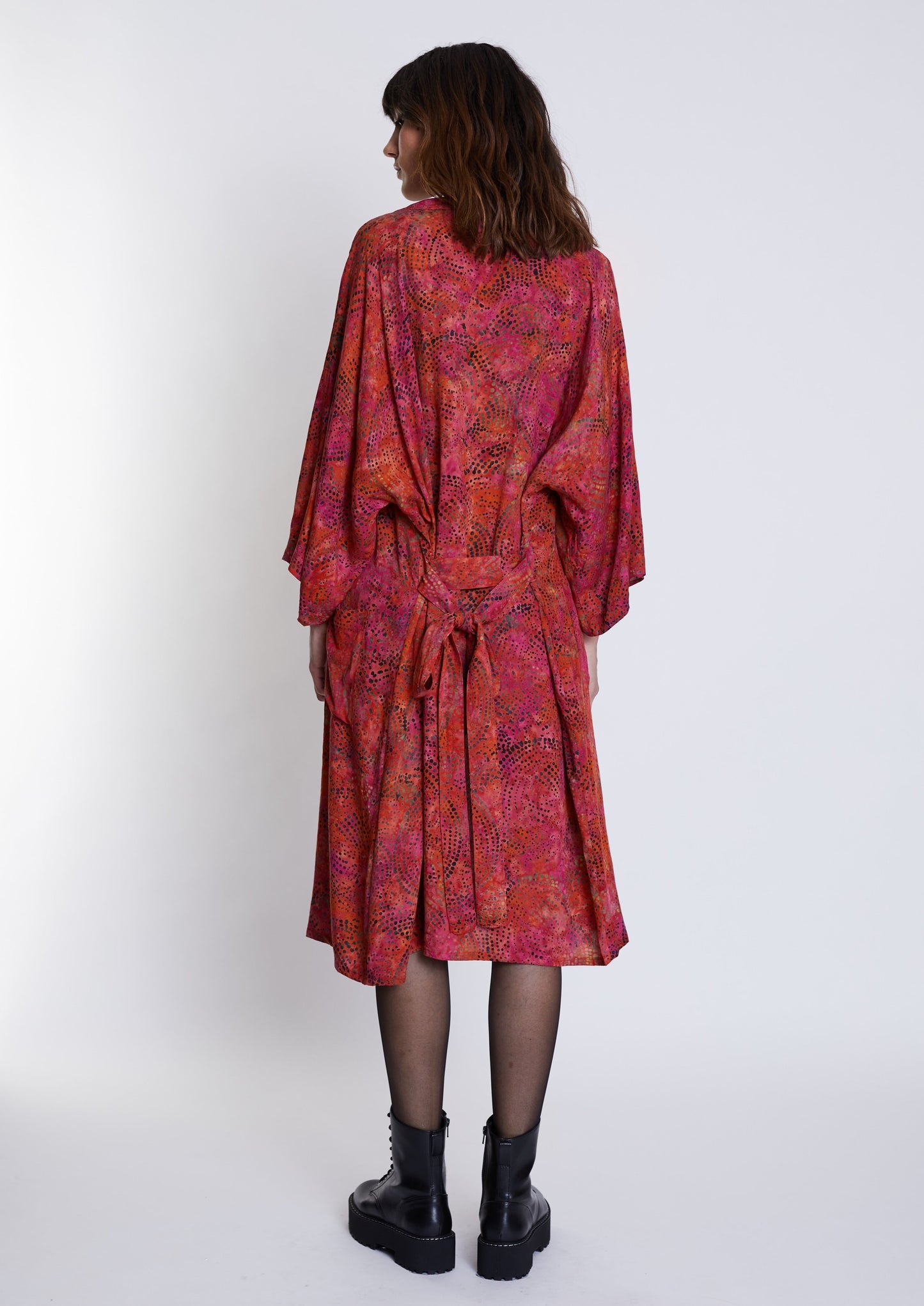 Long Cherry-Red handmade Kimono