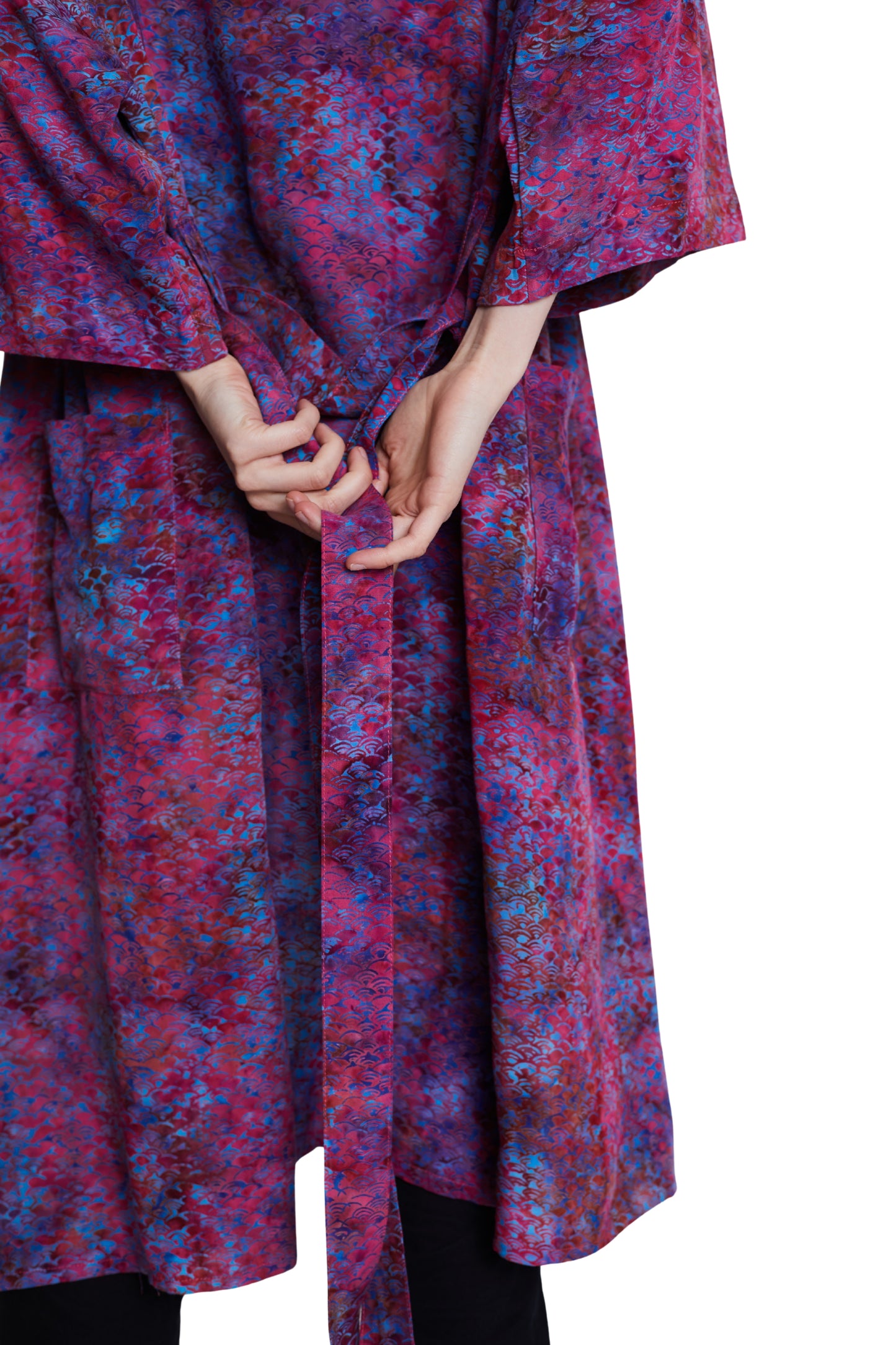 Long Mermaid-Pink-Blue handmade Kimono