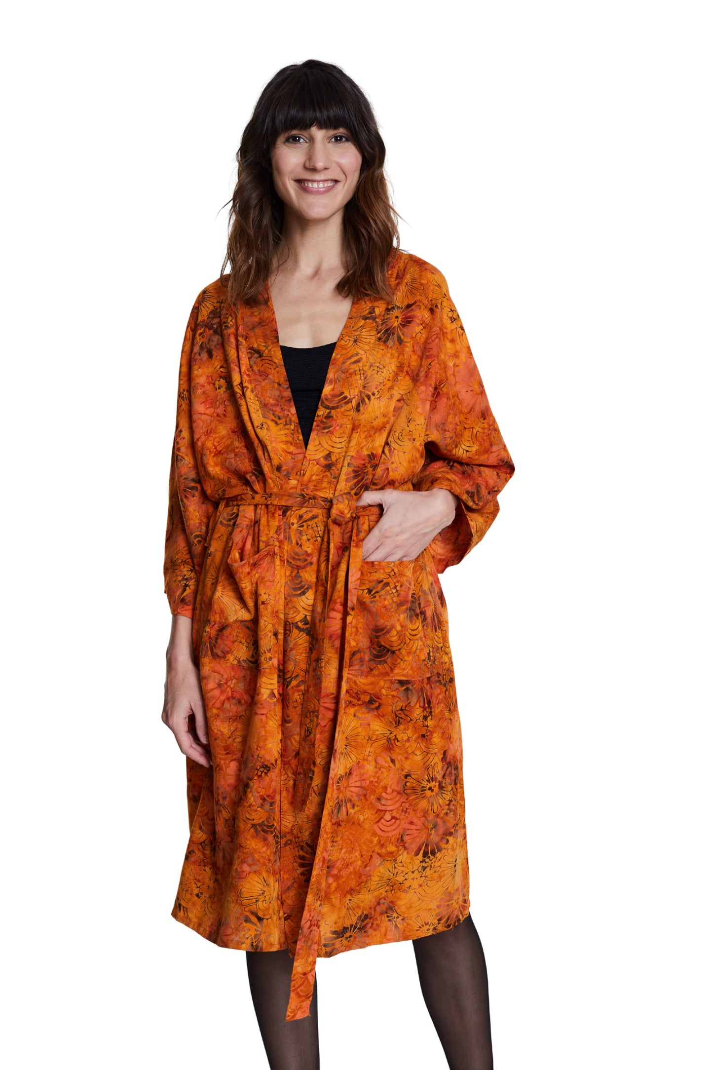 Long Sunset-Orange handmade Kimono