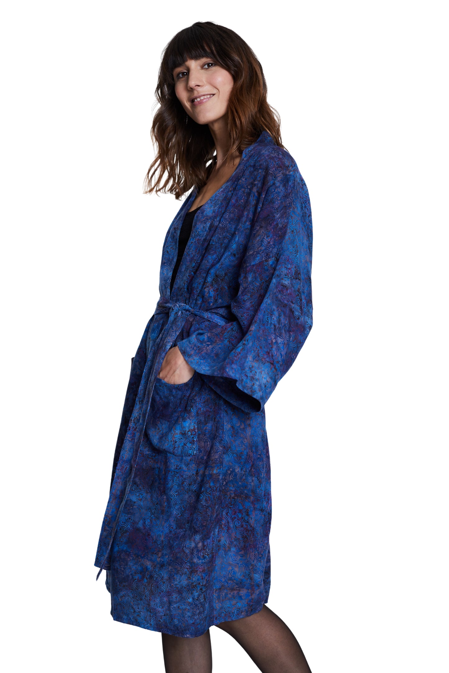 Long Midnight-Blue handmade Kimono