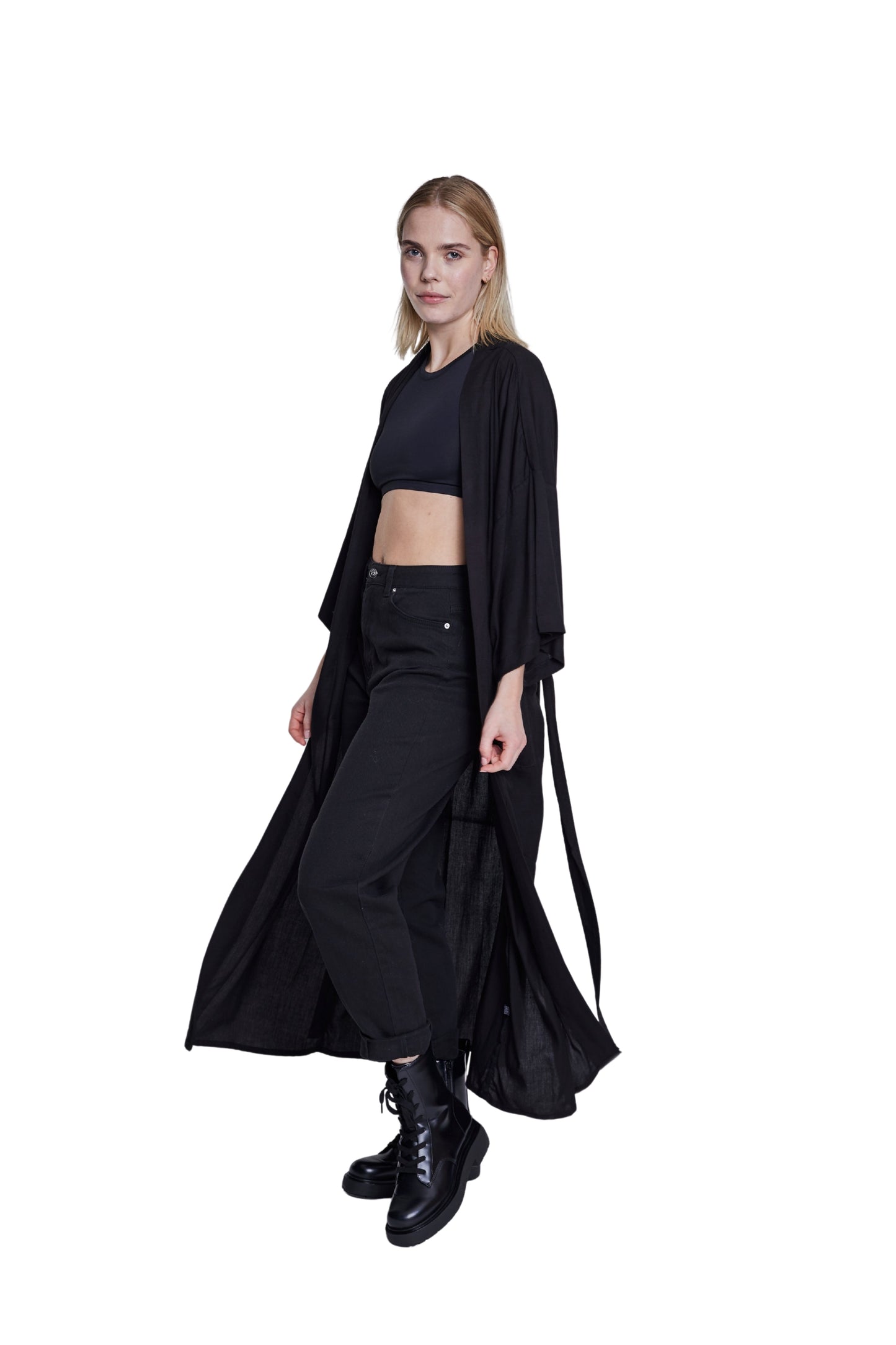 Extra long Black handmade Kimono