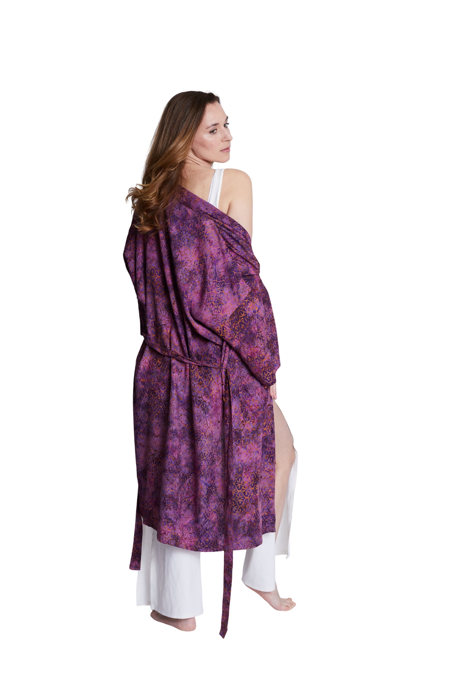 Long Purple-Gold handmade Kimono