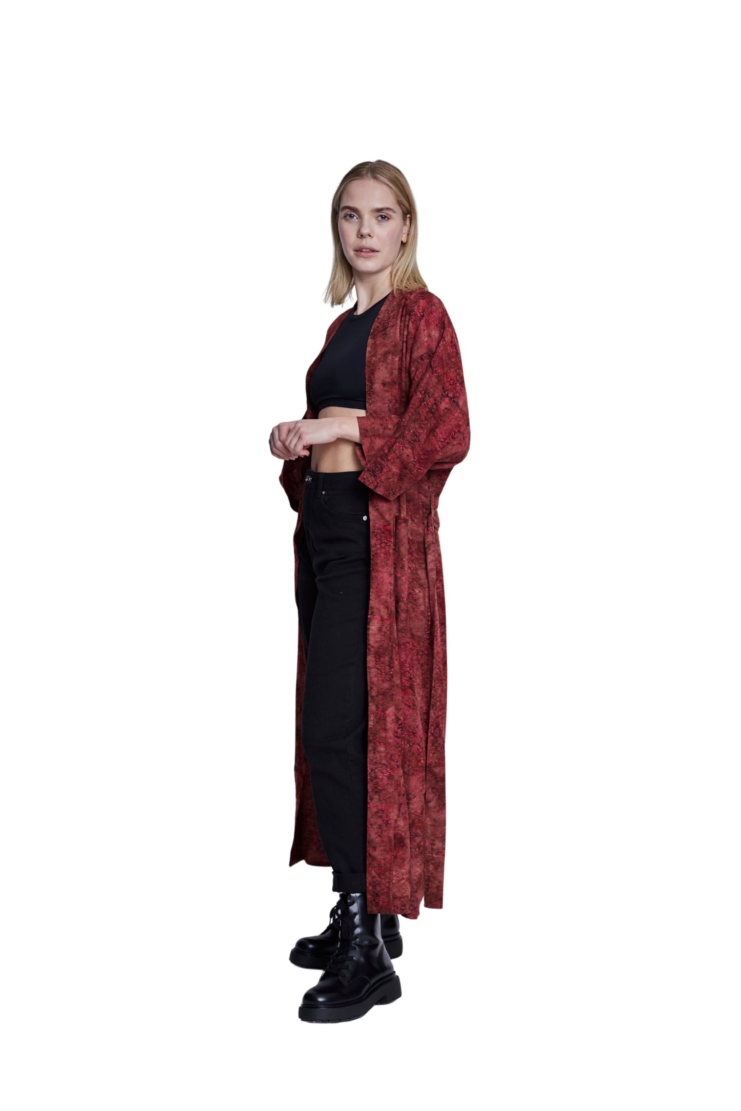 Extra long Mermaid-Pink handmade Kimono