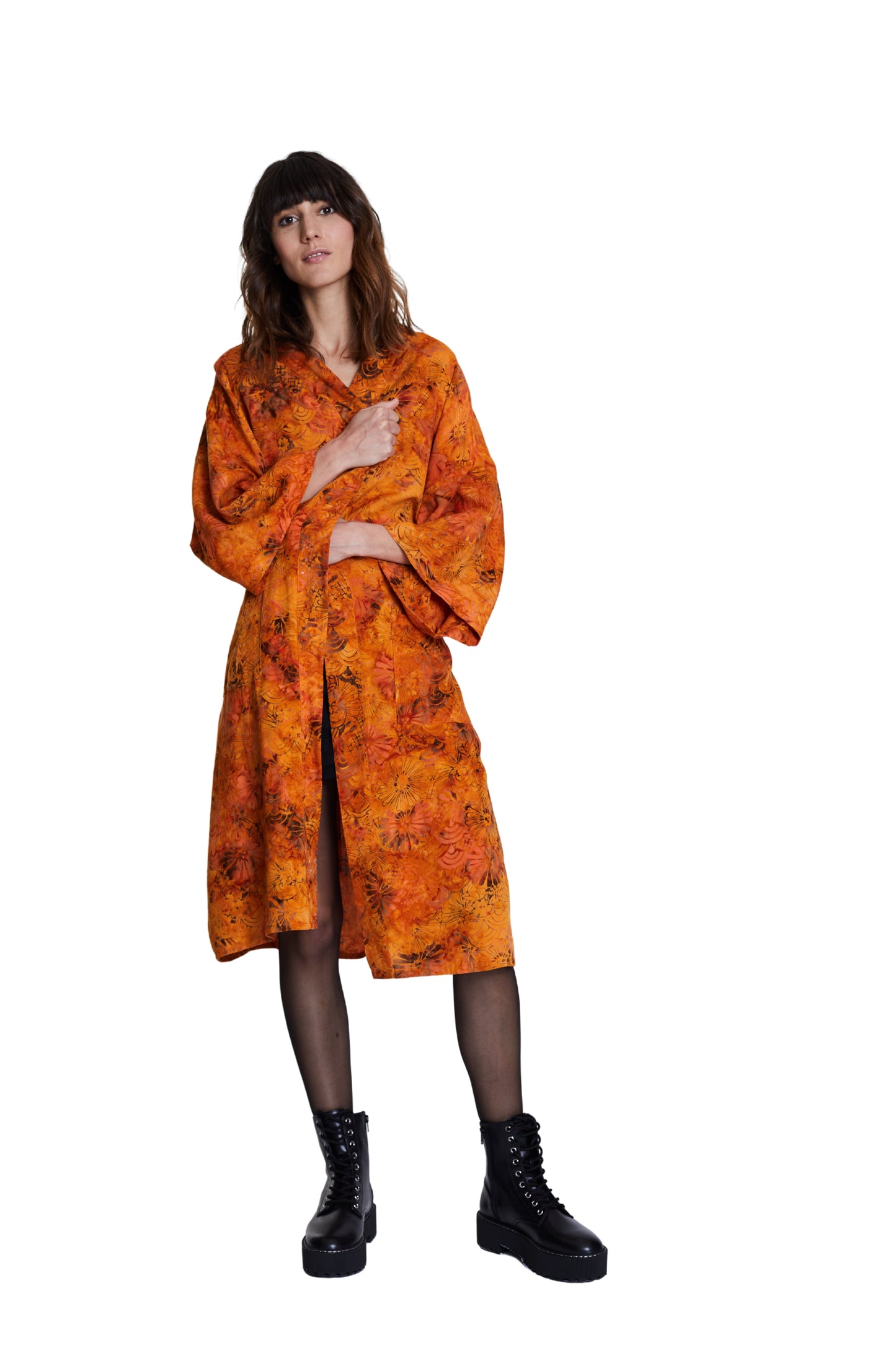 Long Sunset-Orange handmade Kimono
