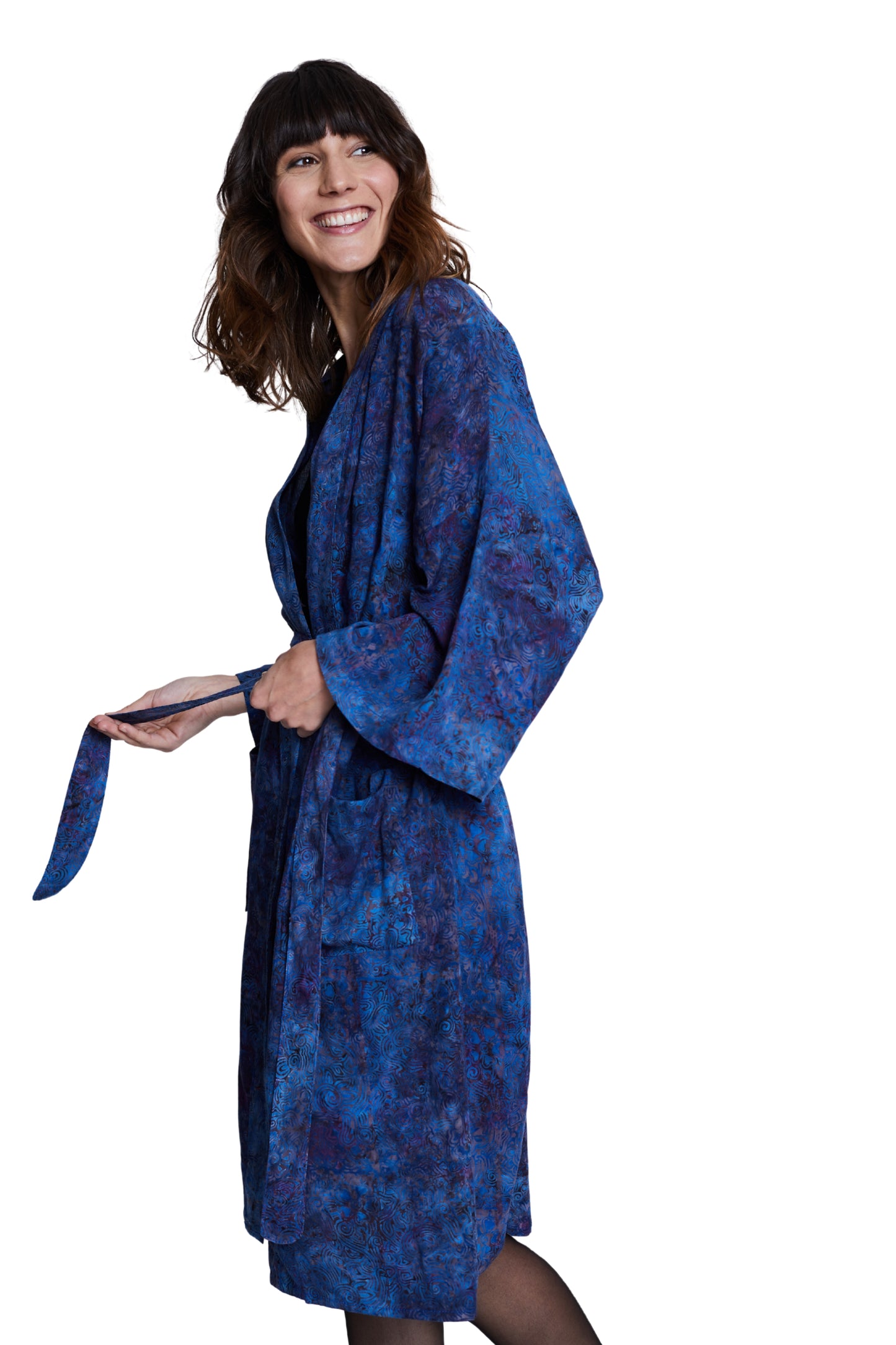 Long Midnight-Blue handmade Kimono