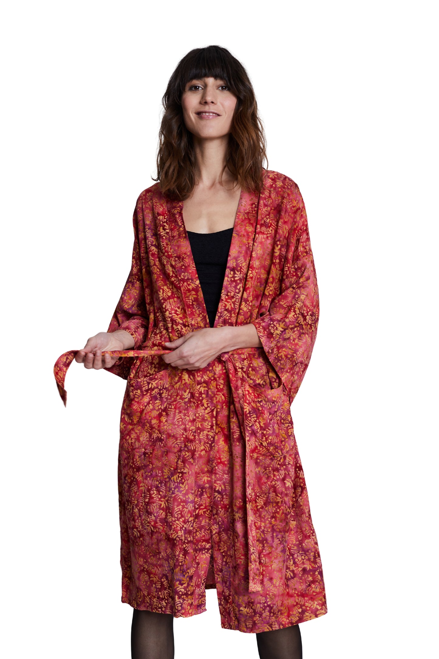 Long Red-Gold handmade Kimono