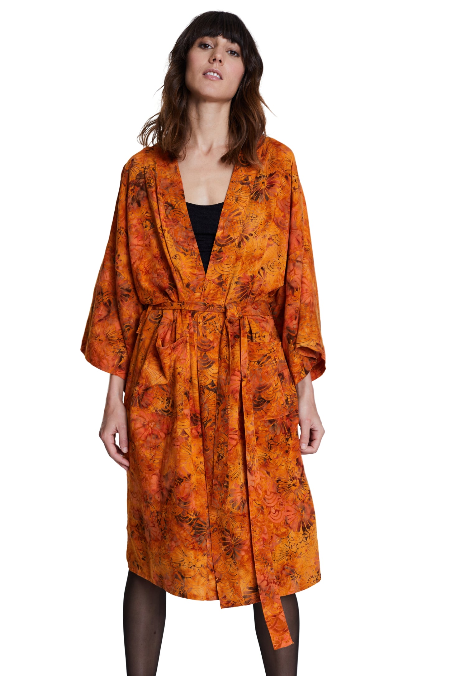 Long Sunset-Orange handmade Kimono