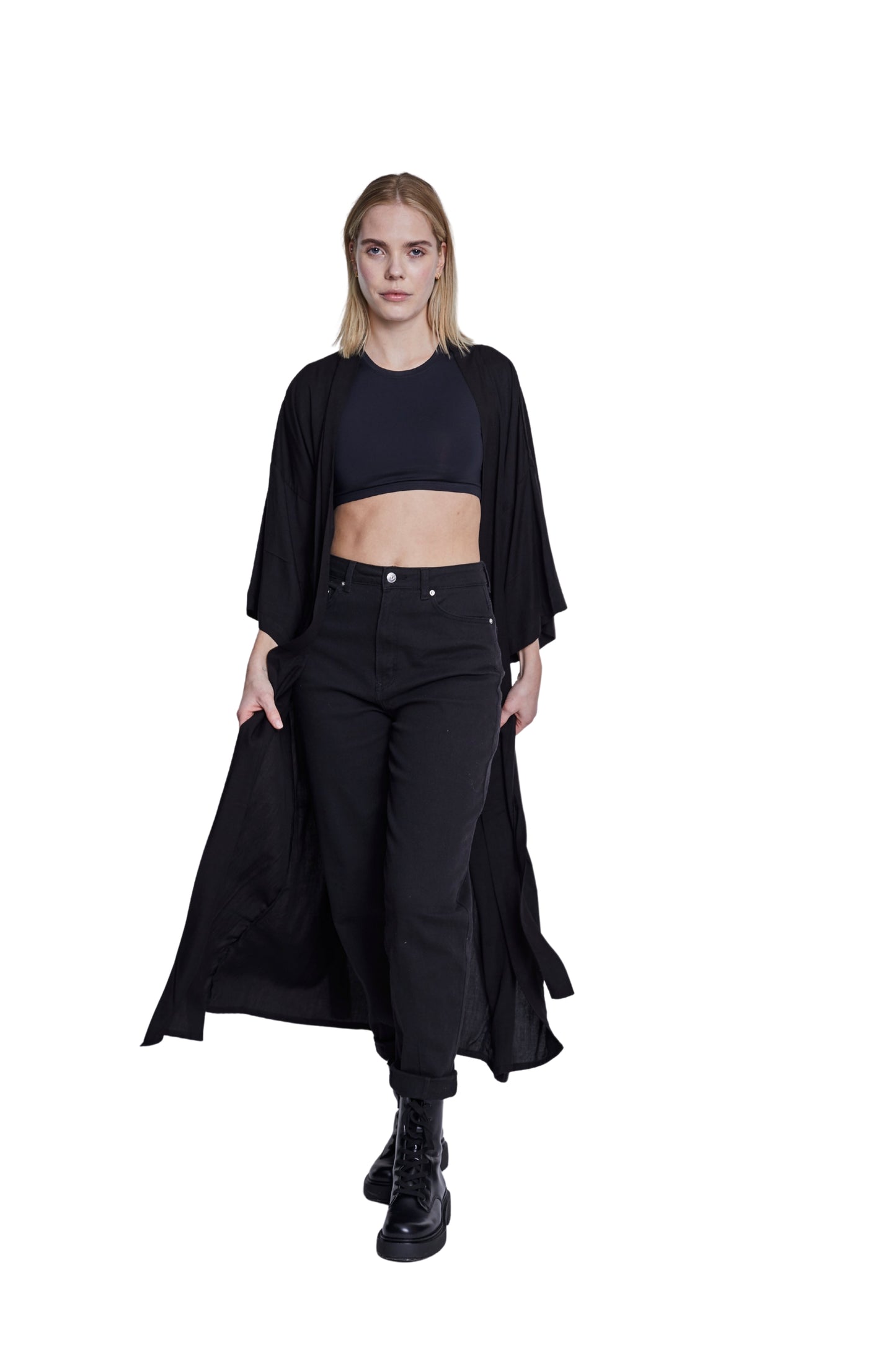 Extra long Black handmade Kimono