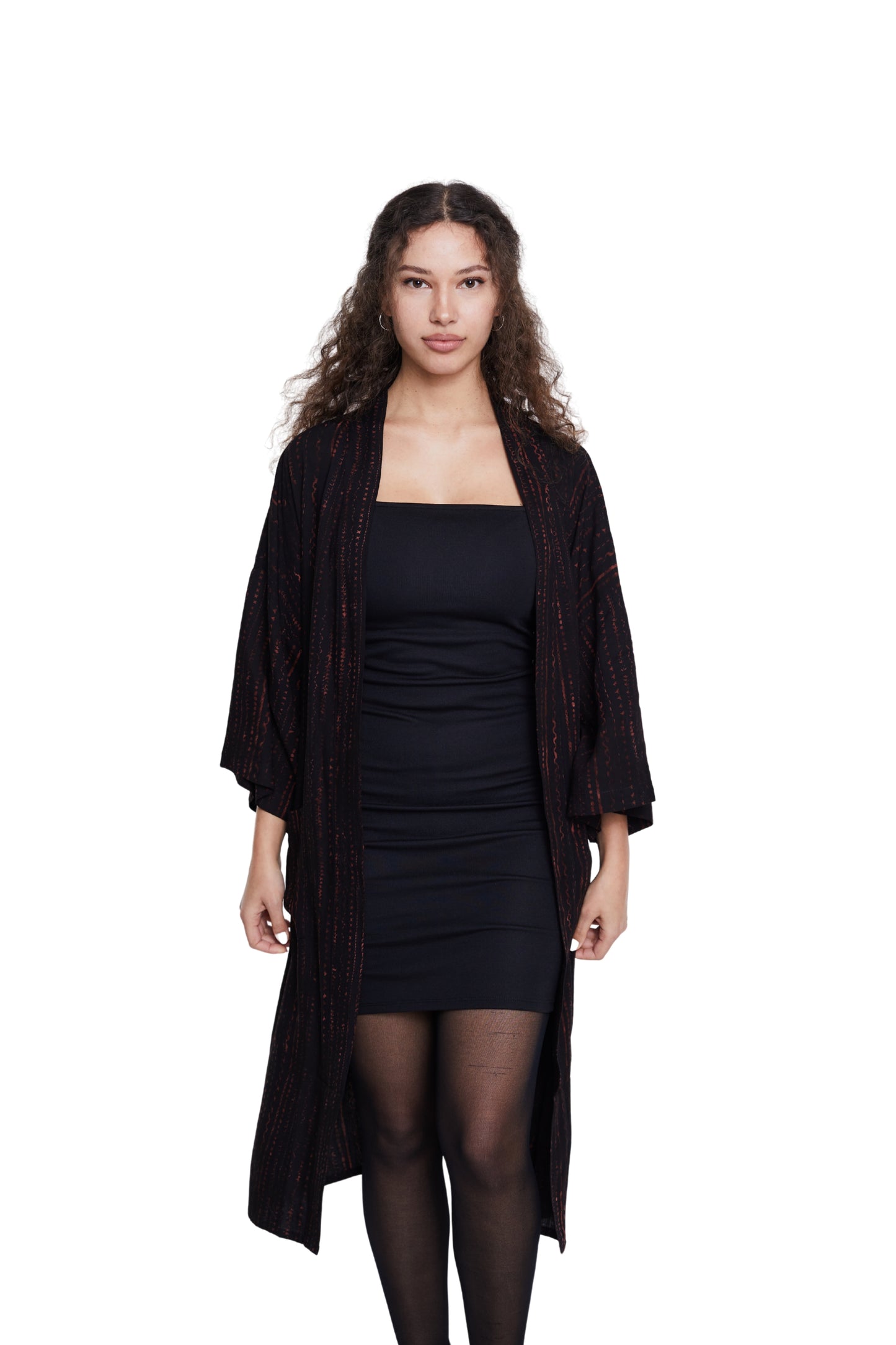 Long Brown-Stripes handmade Kimono