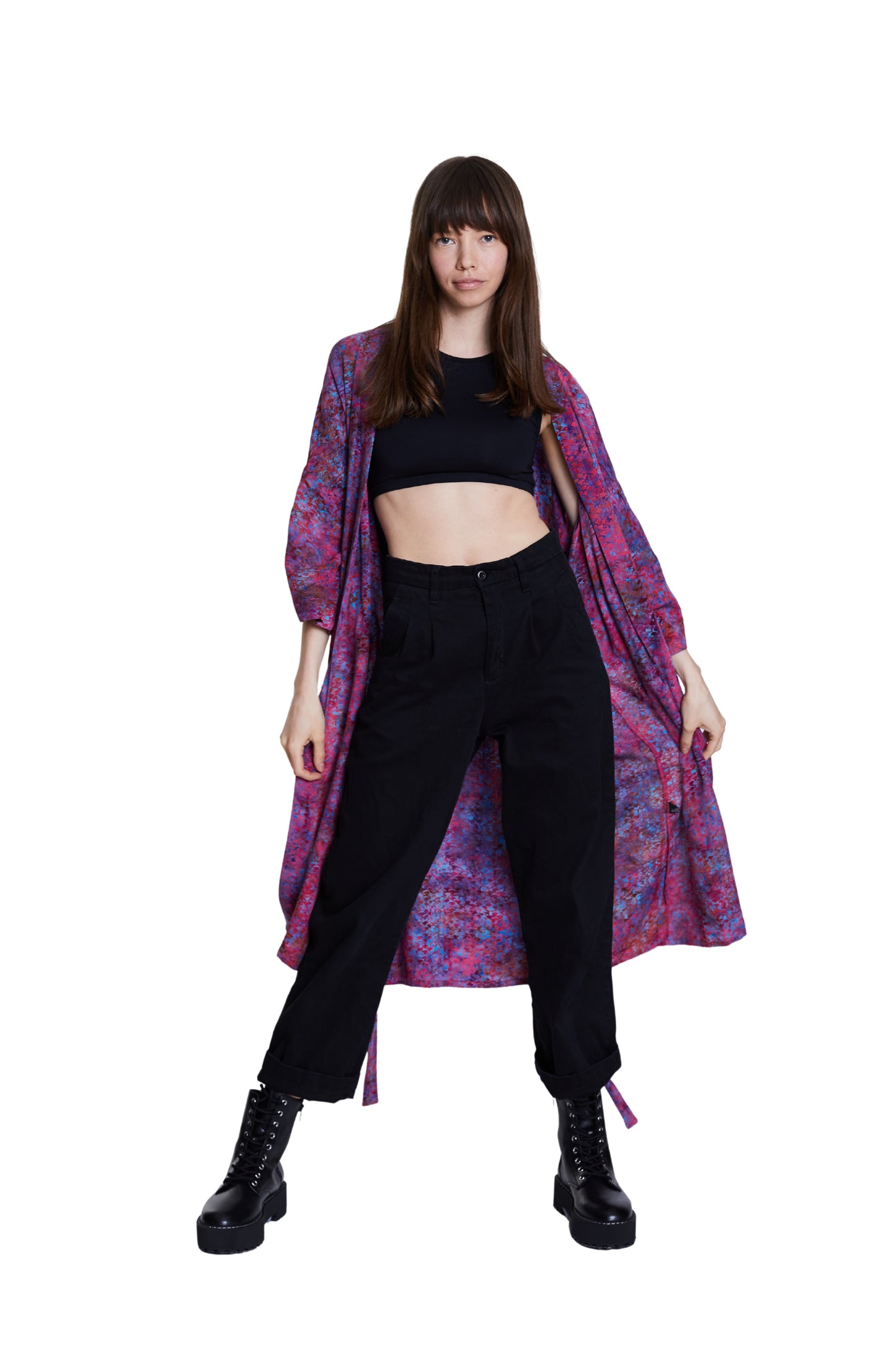 Long Mermaid-Pink-Blue handmade Kimono