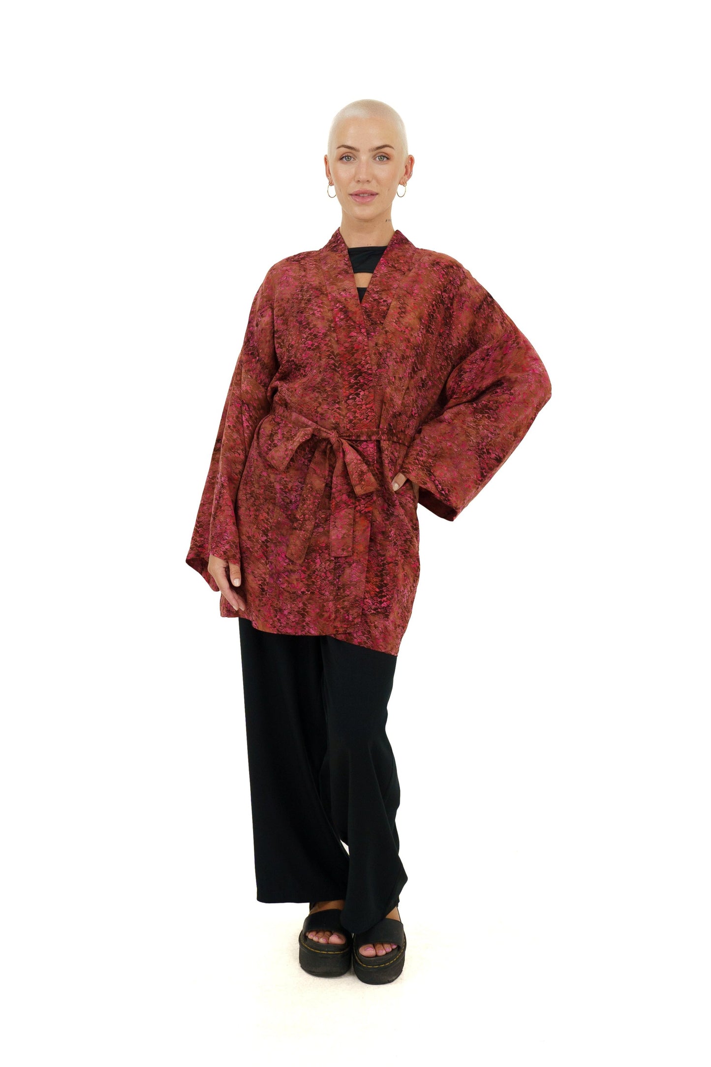 Short Mermaid-Pink handmade Kimono