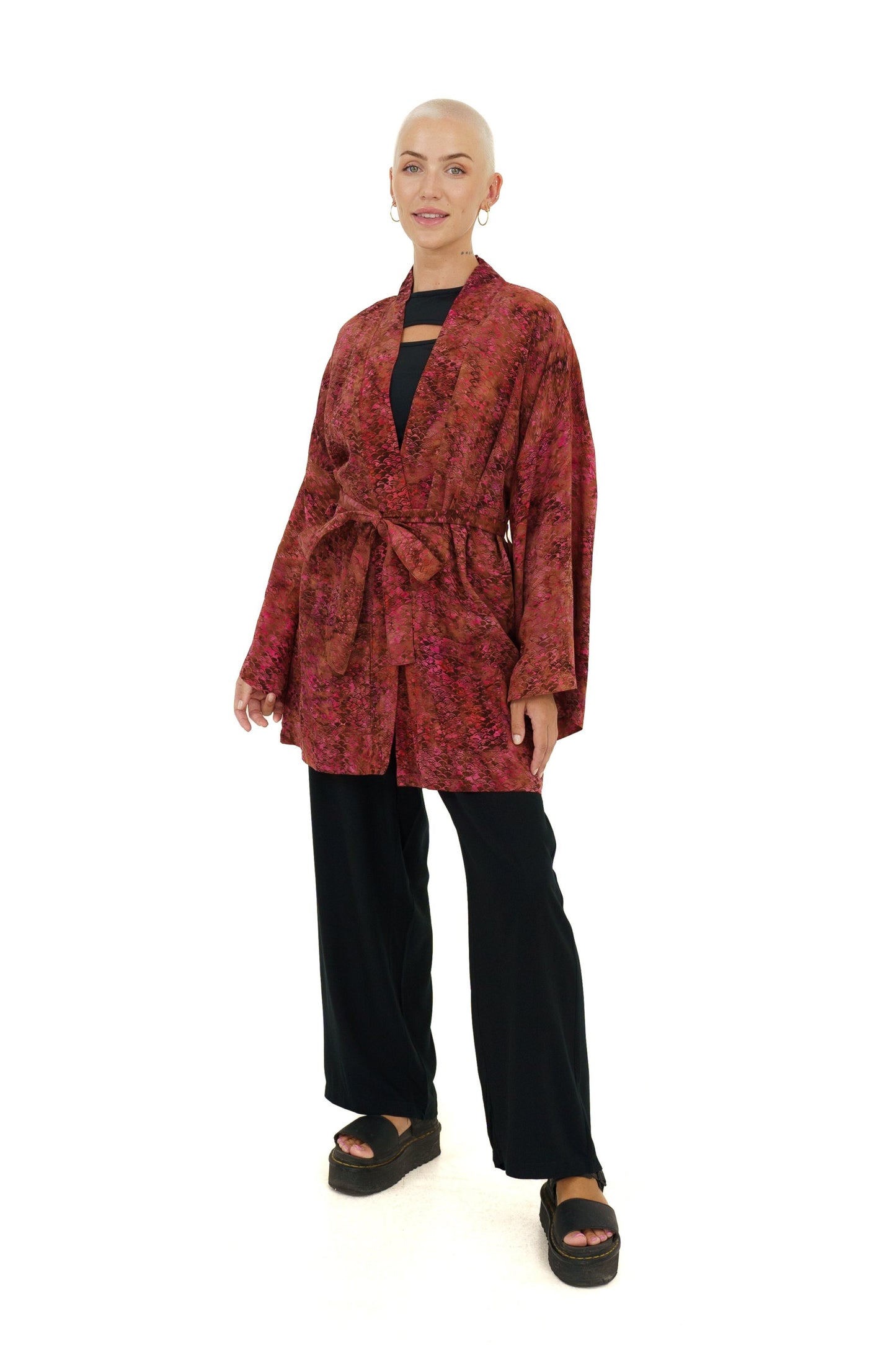 Short Mermaid-Pink handmade Kimono