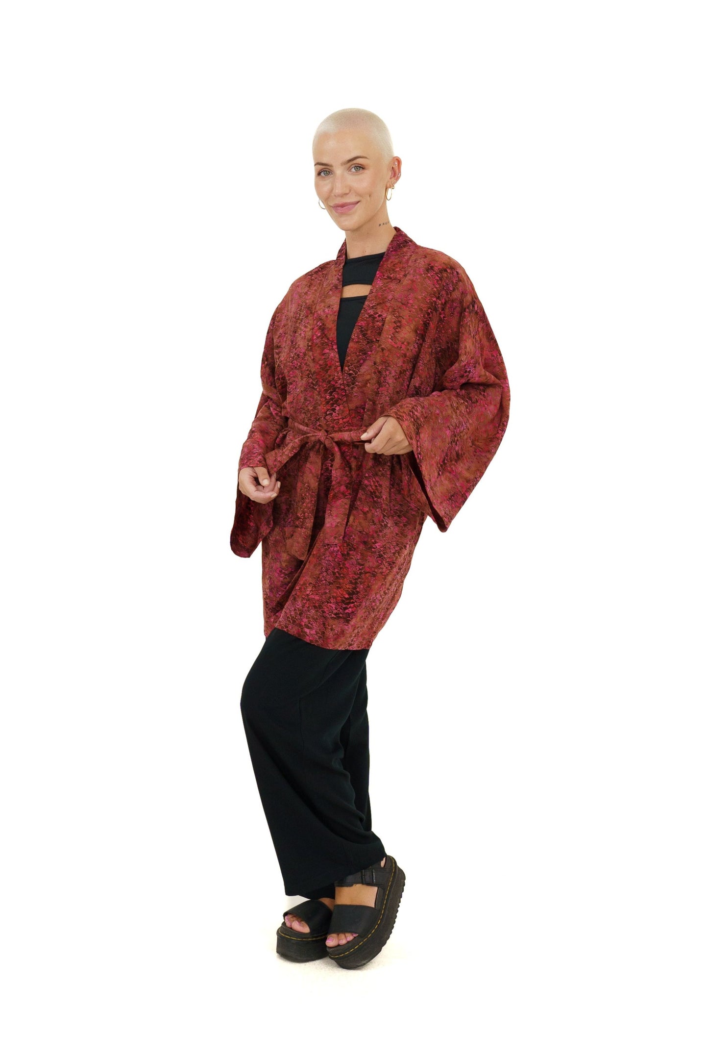 Short Mermaid-Pink handmade Kimono
