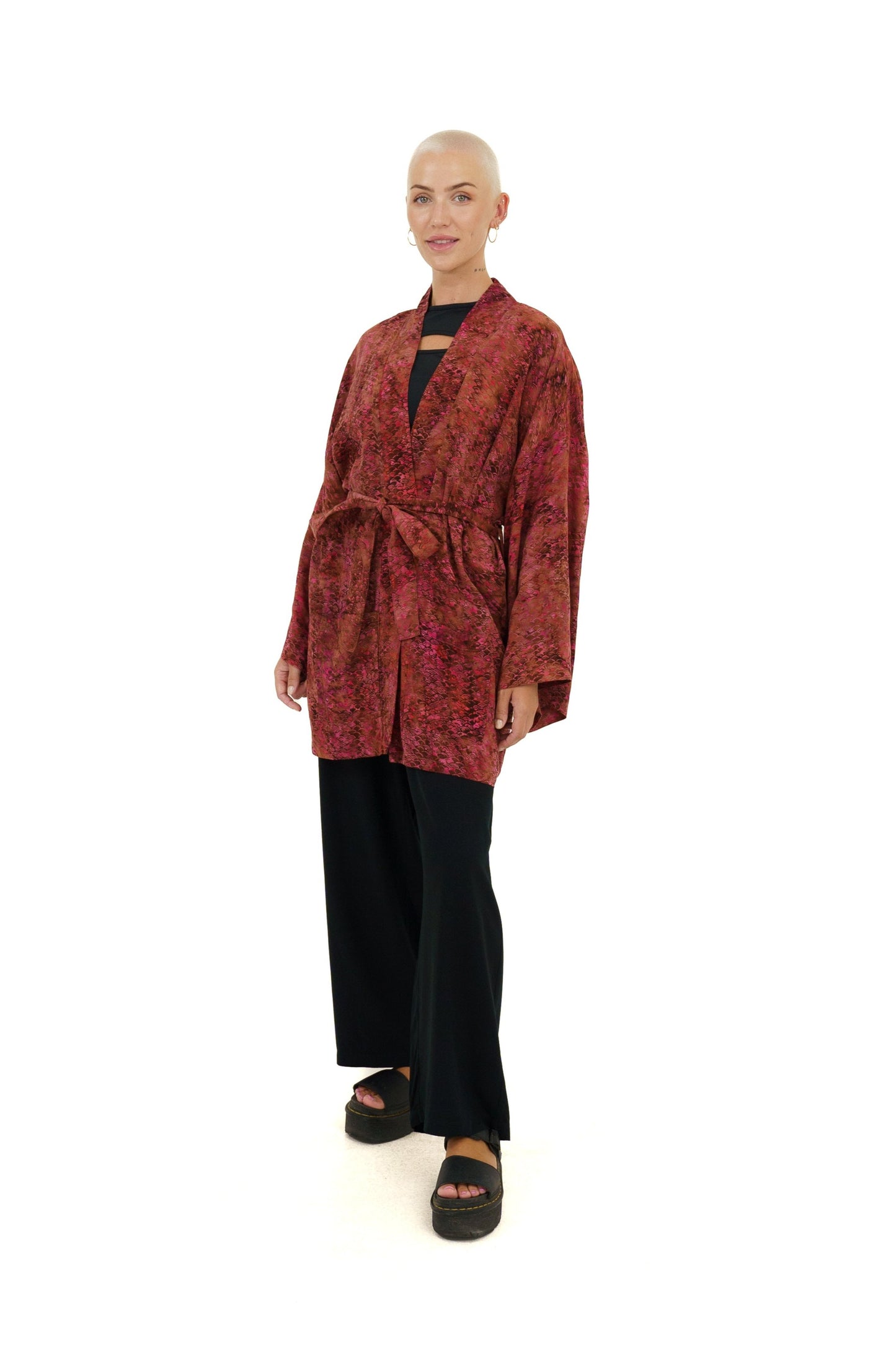Short Mermaid-Pink handmade Kimono