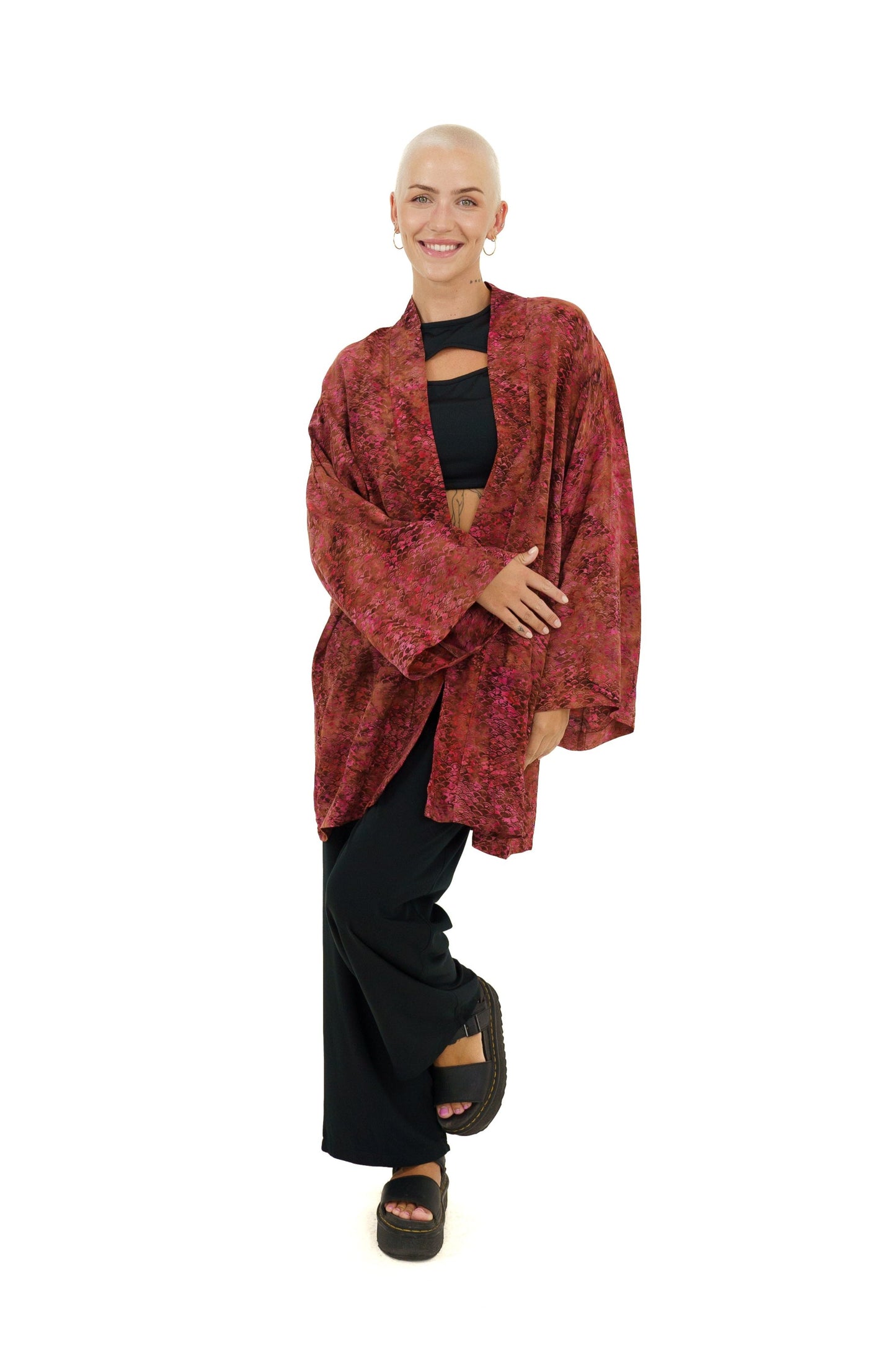 Short Mermaid-Pink handmade Kimono