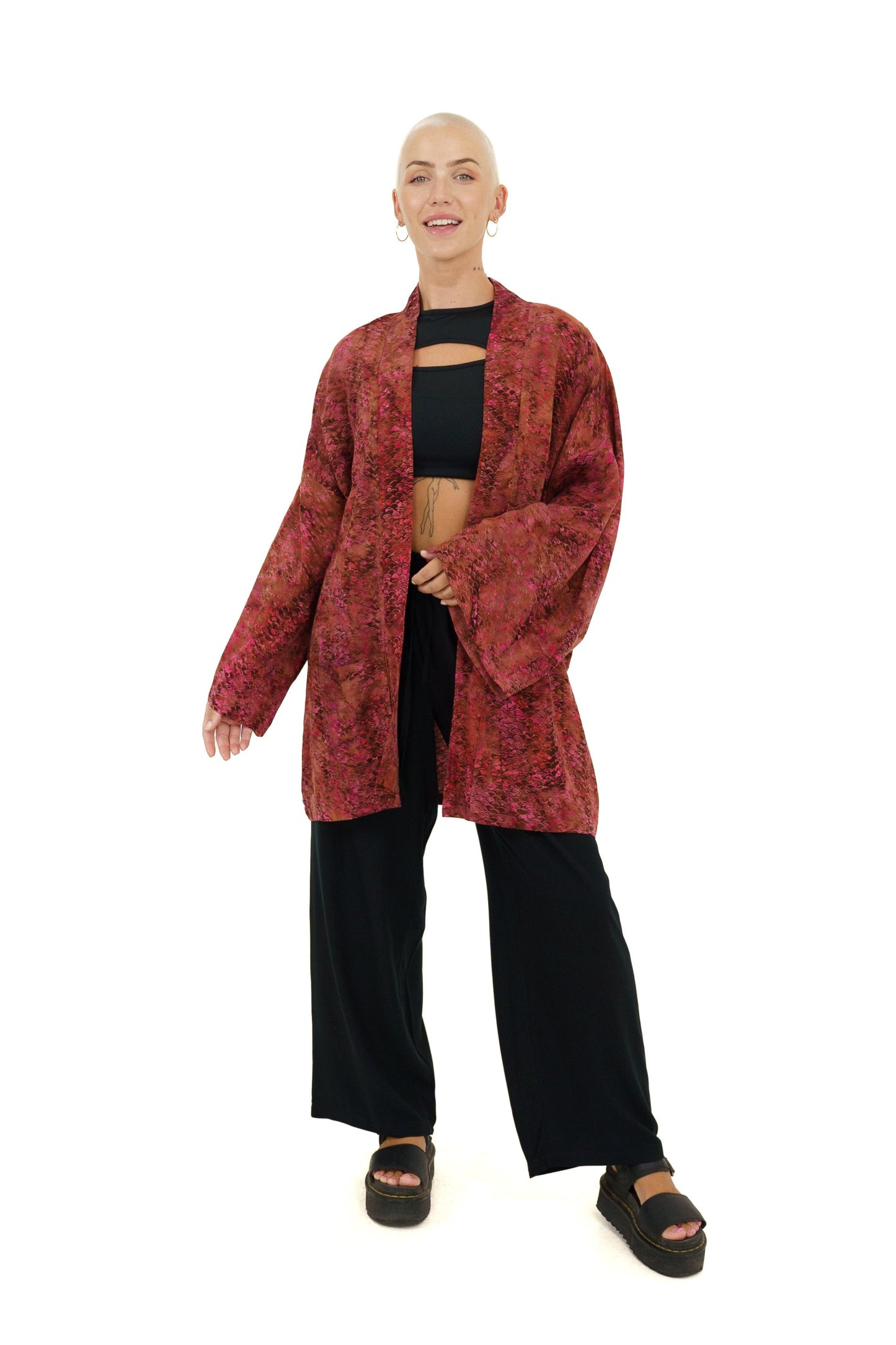 Short Mermaid-Pink handmade Kimono