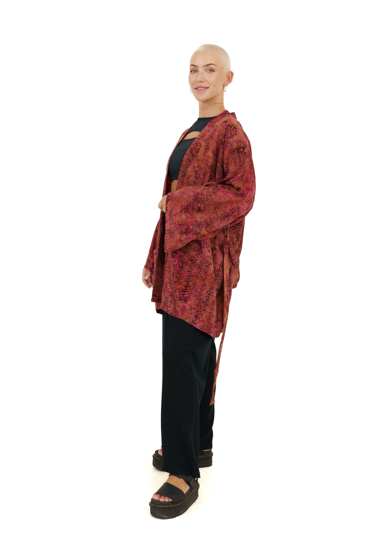 Short Mermaid-Pink handmade Kimono