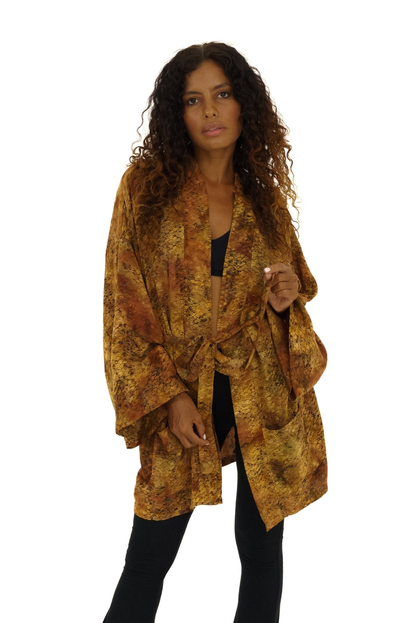Short Mermaid-Brown handmade Kimono